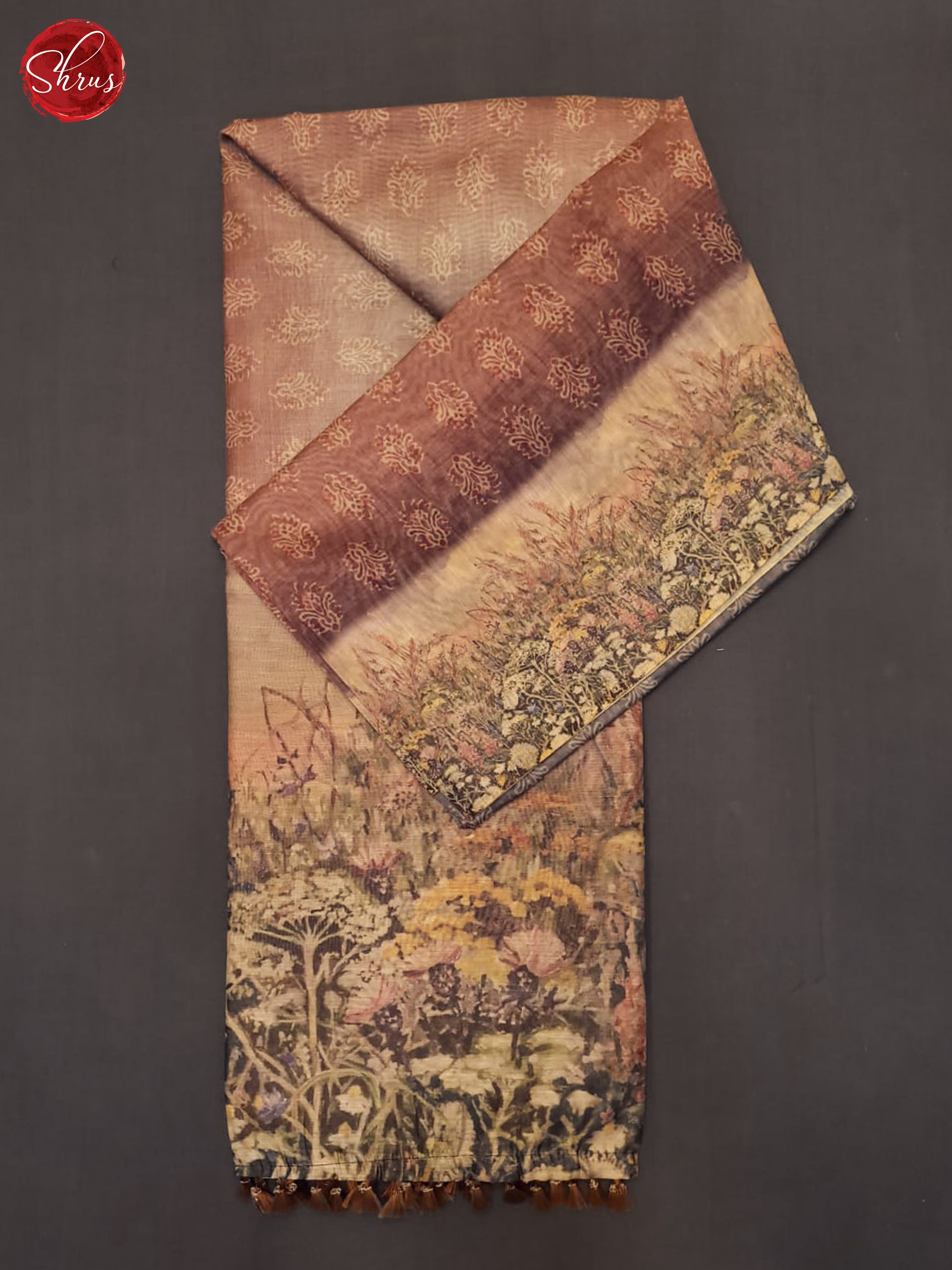 Wine & Beige- Semi Chanderi Saree - Shop on ShrusEternity.com