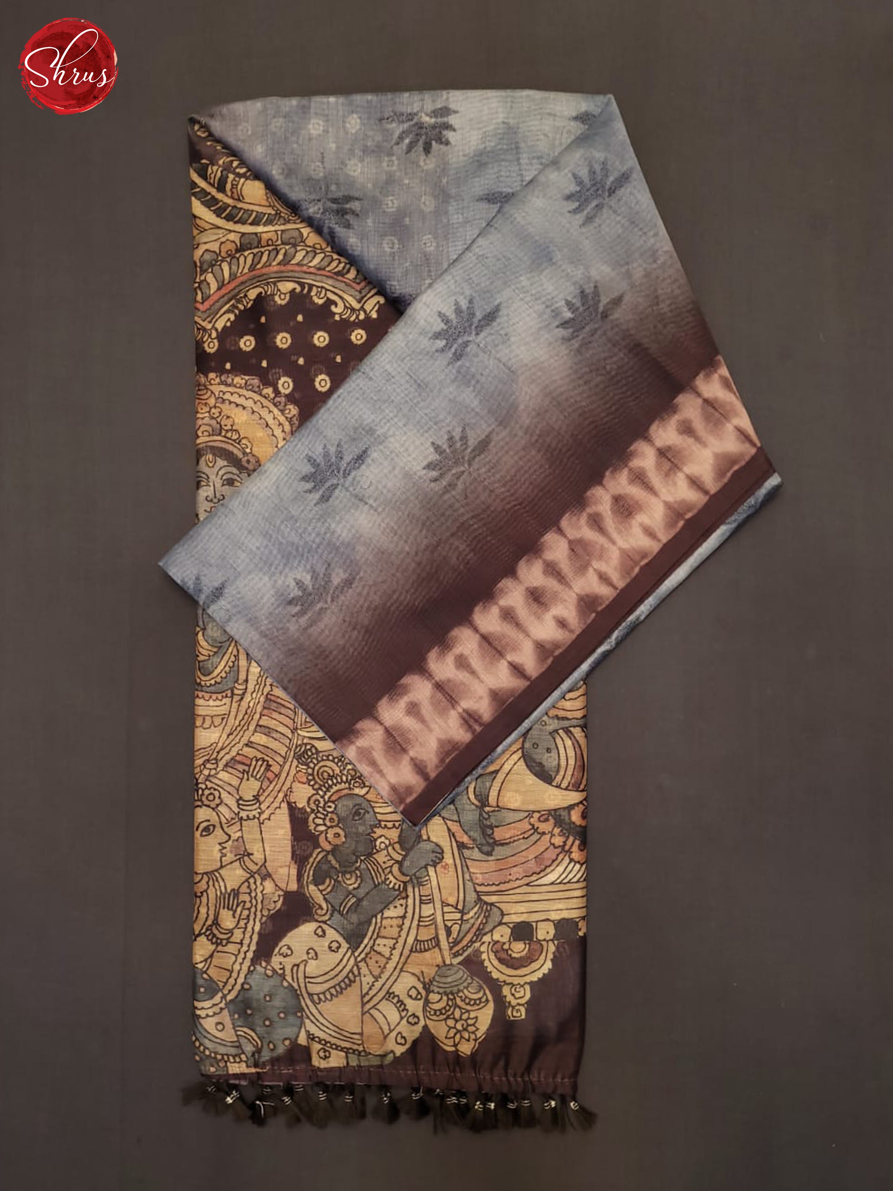 Blue & Wine - Semi Chanderi Saree - Shop on ShrusEternity.com