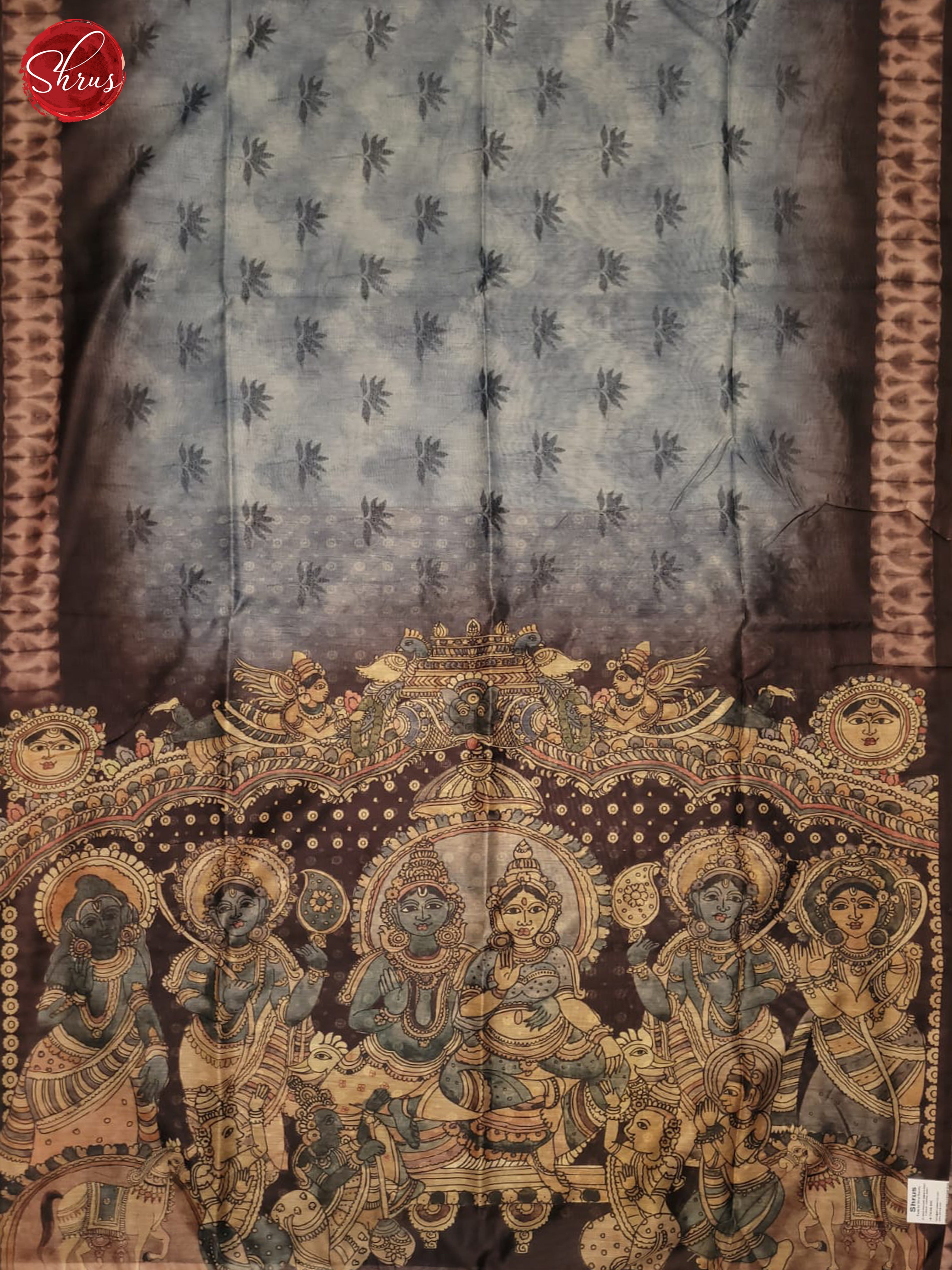 Blue & Wine - Semi Chanderi Saree - Shop on ShrusEternity.com