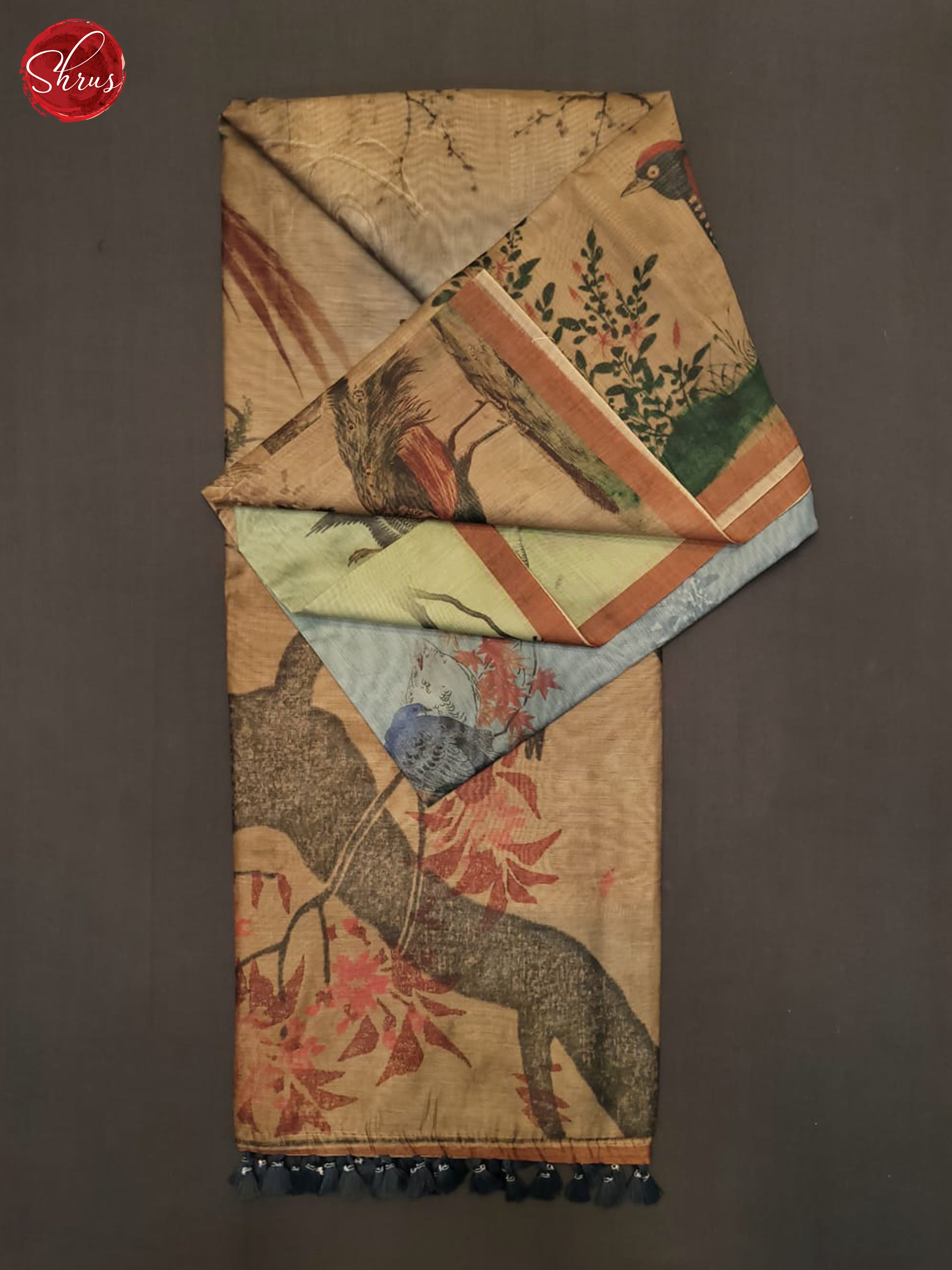 Brown & Green - Semi Chanderi Saree - Shop on ShrusEternity.com