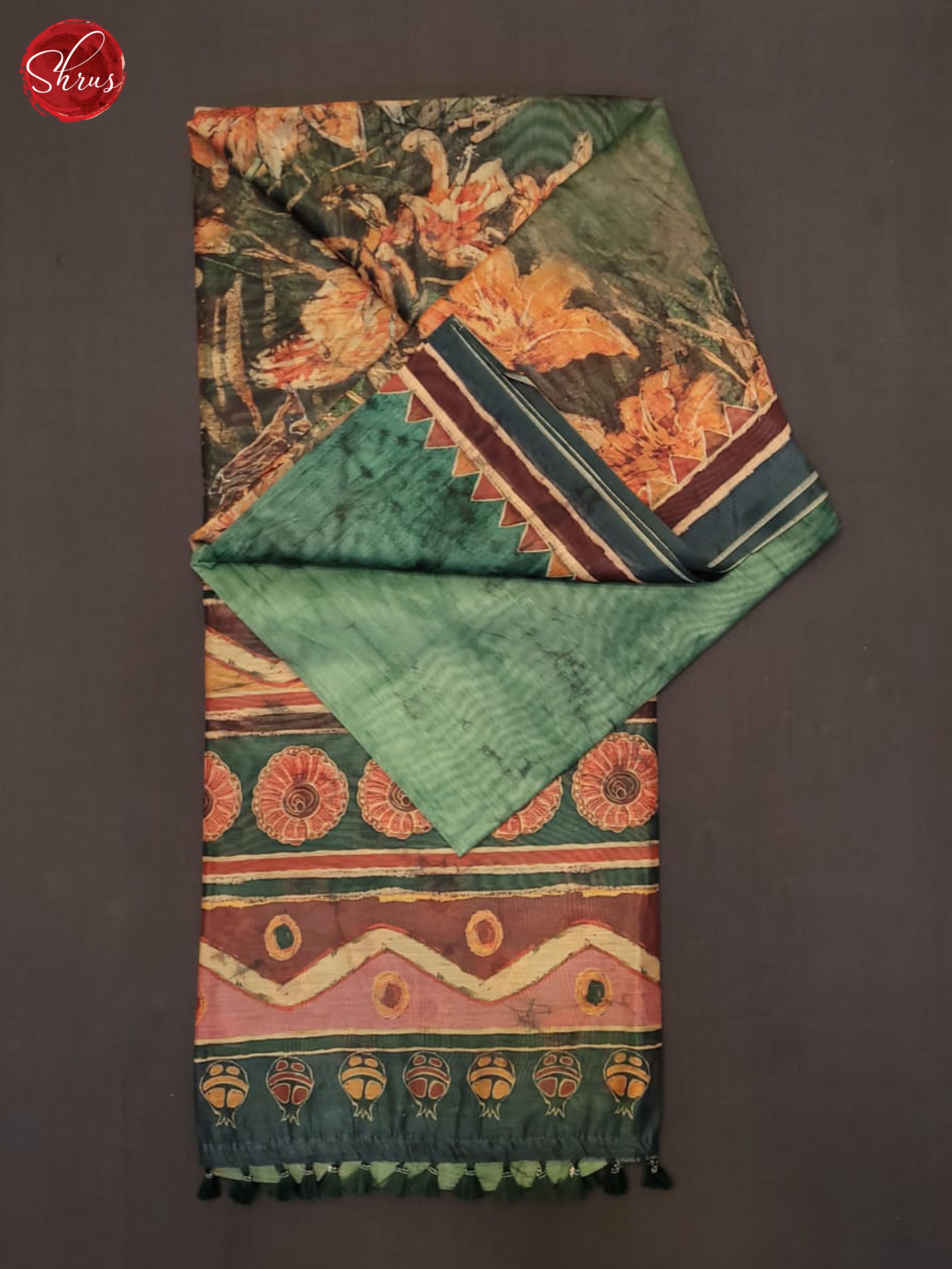 Green & Pink - Semi Chanderi Saree - Shop on ShrusEternity.com