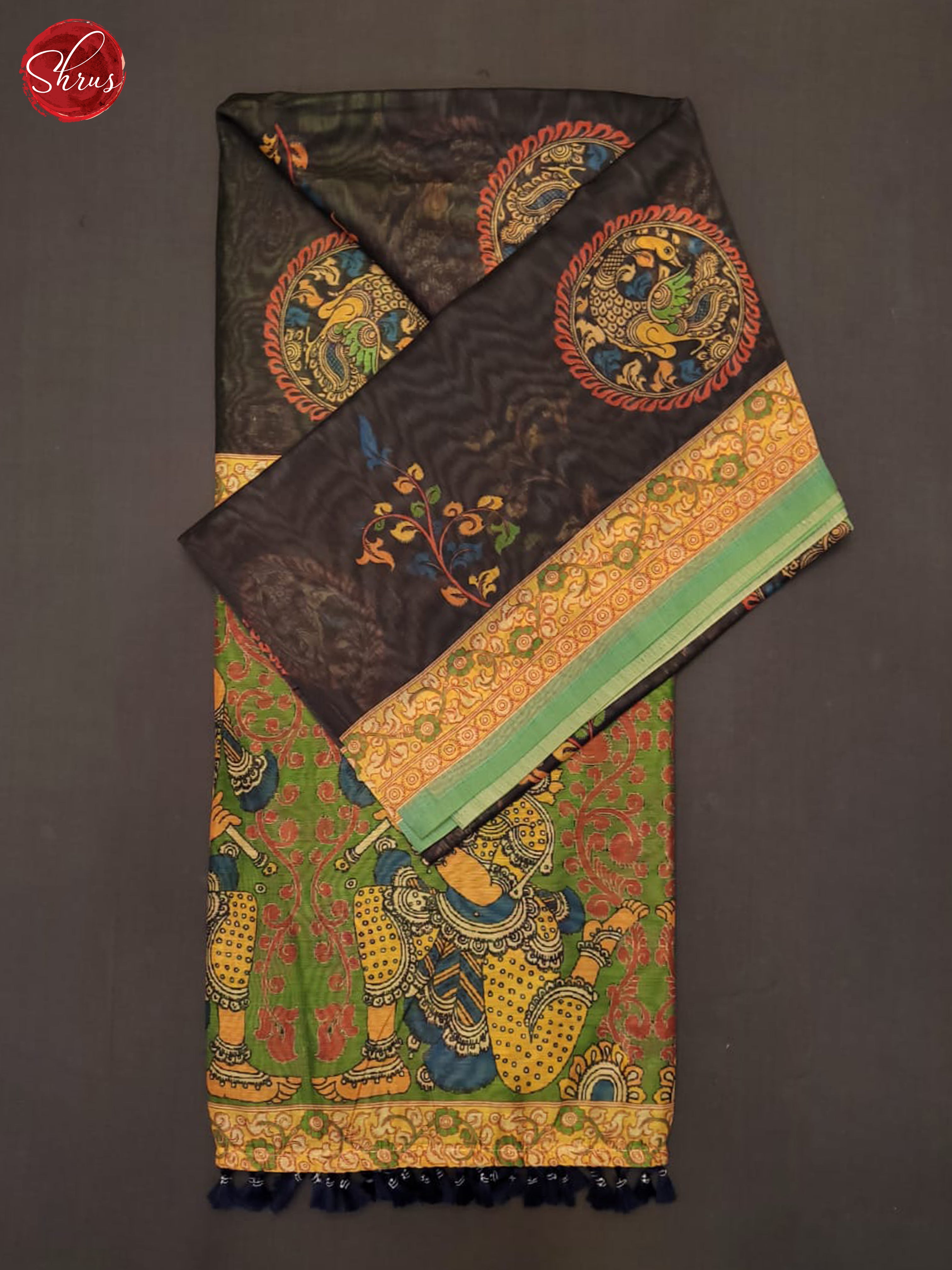 Blue & Green - Semi Chanderi Saree - Shop on ShrusEternity.com