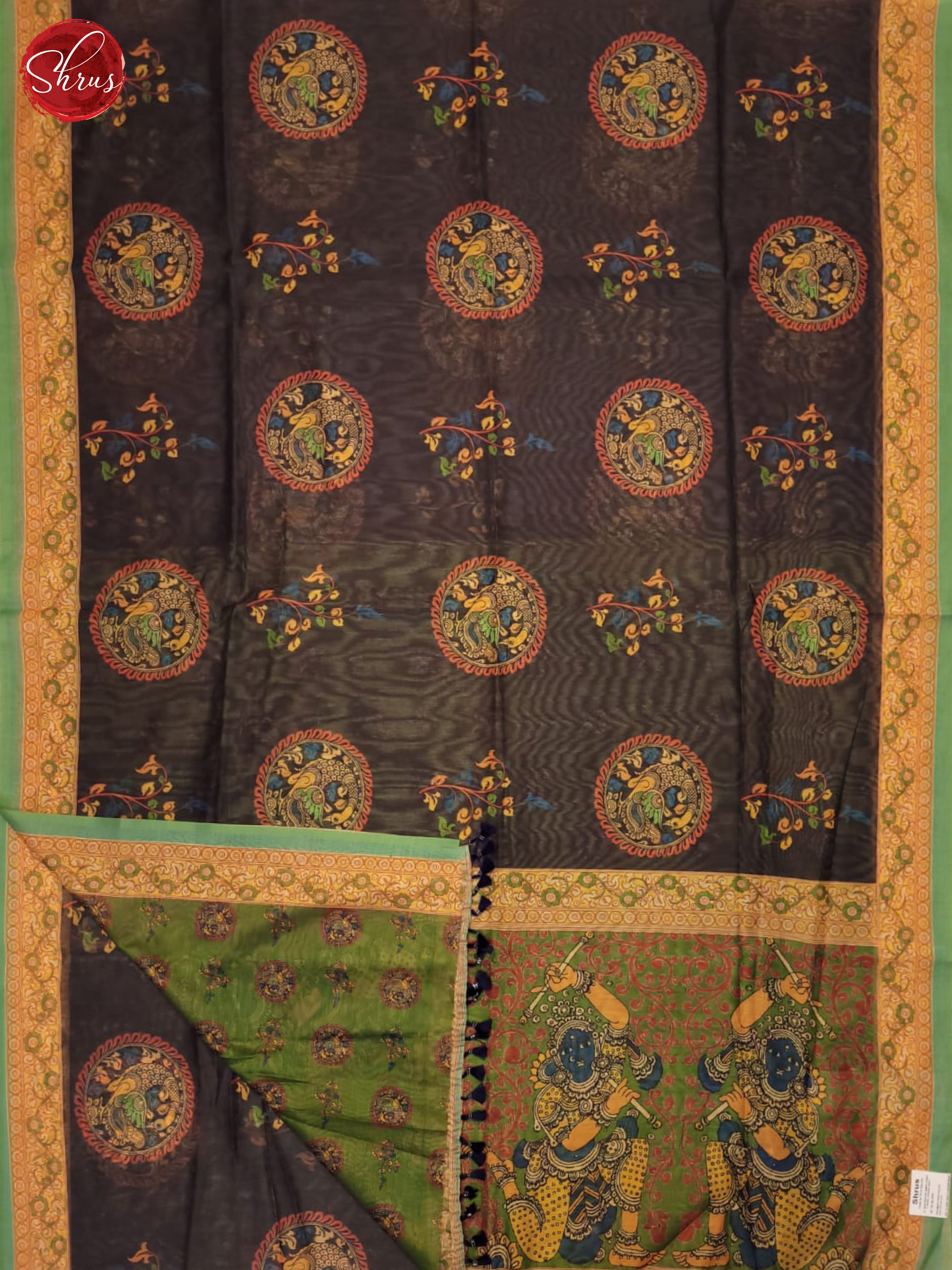 Blue & Green - Semi Chanderi Saree - Shop on ShrusEternity.com