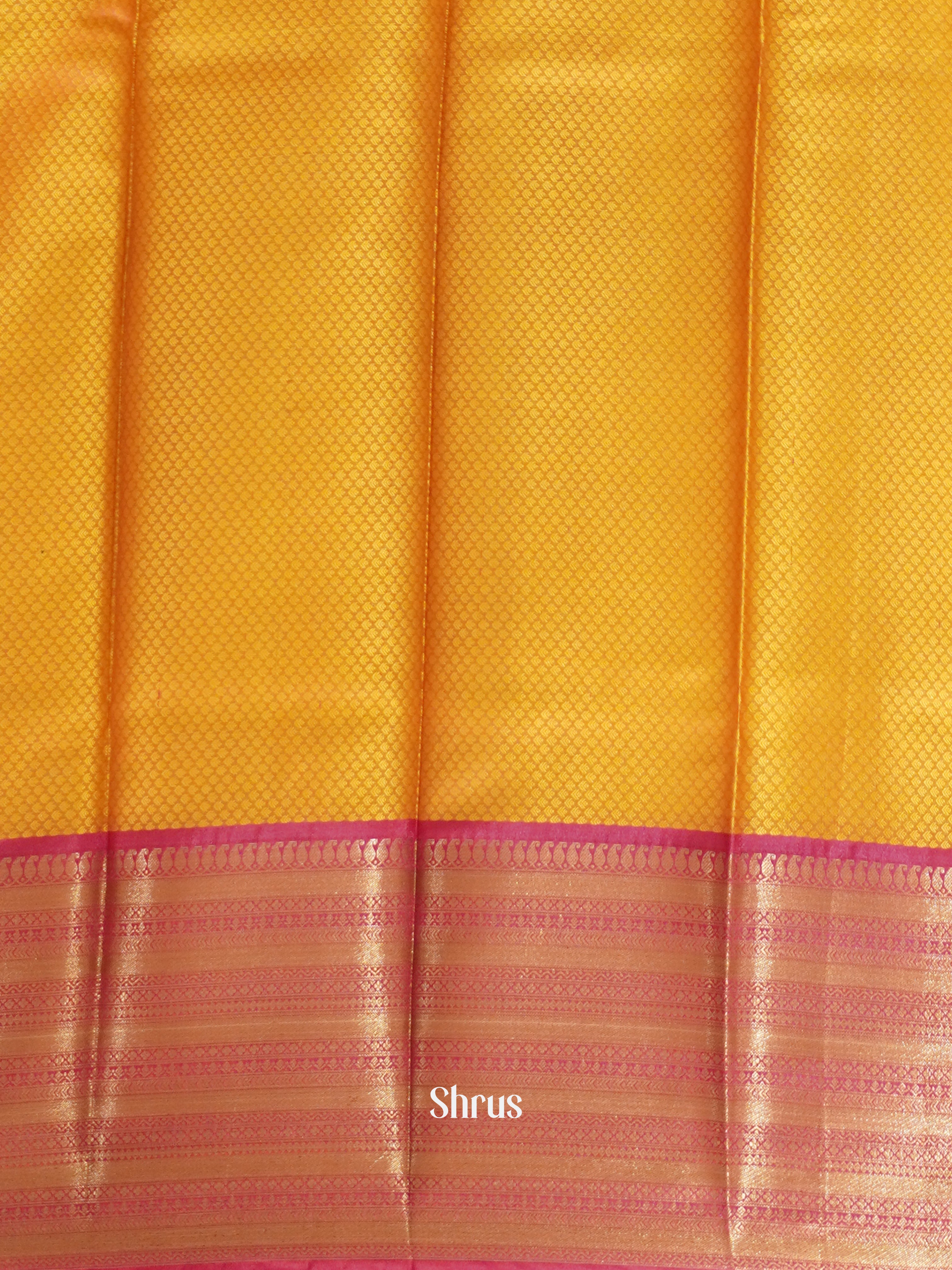 Yellow & Pink - Tanchoi Semi Silk Saree - Shop on ShrusEternity.com