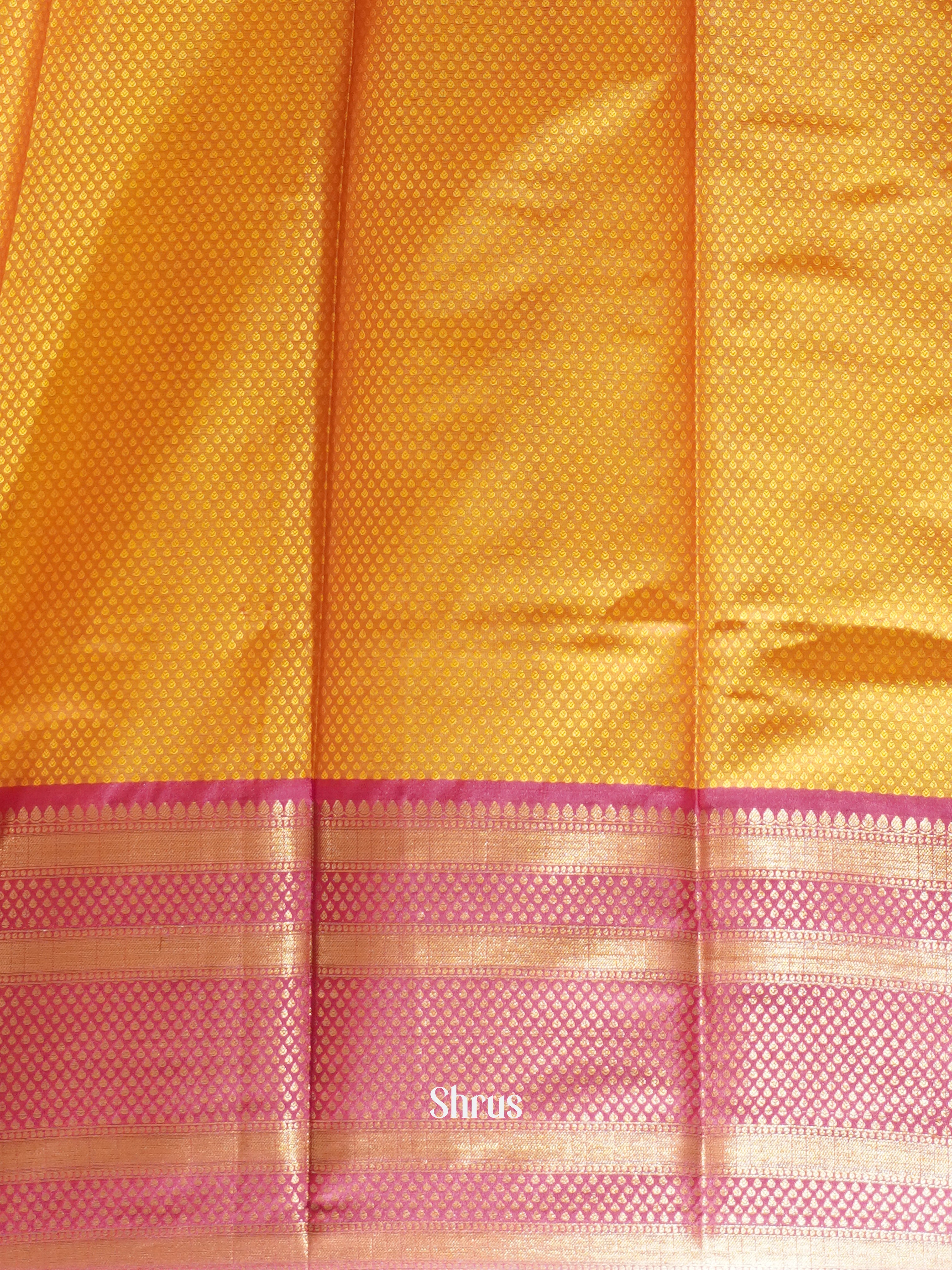 Yellow & Pink - Tanchoi Semi Silk Saree - Shop on ShrusEternity.com