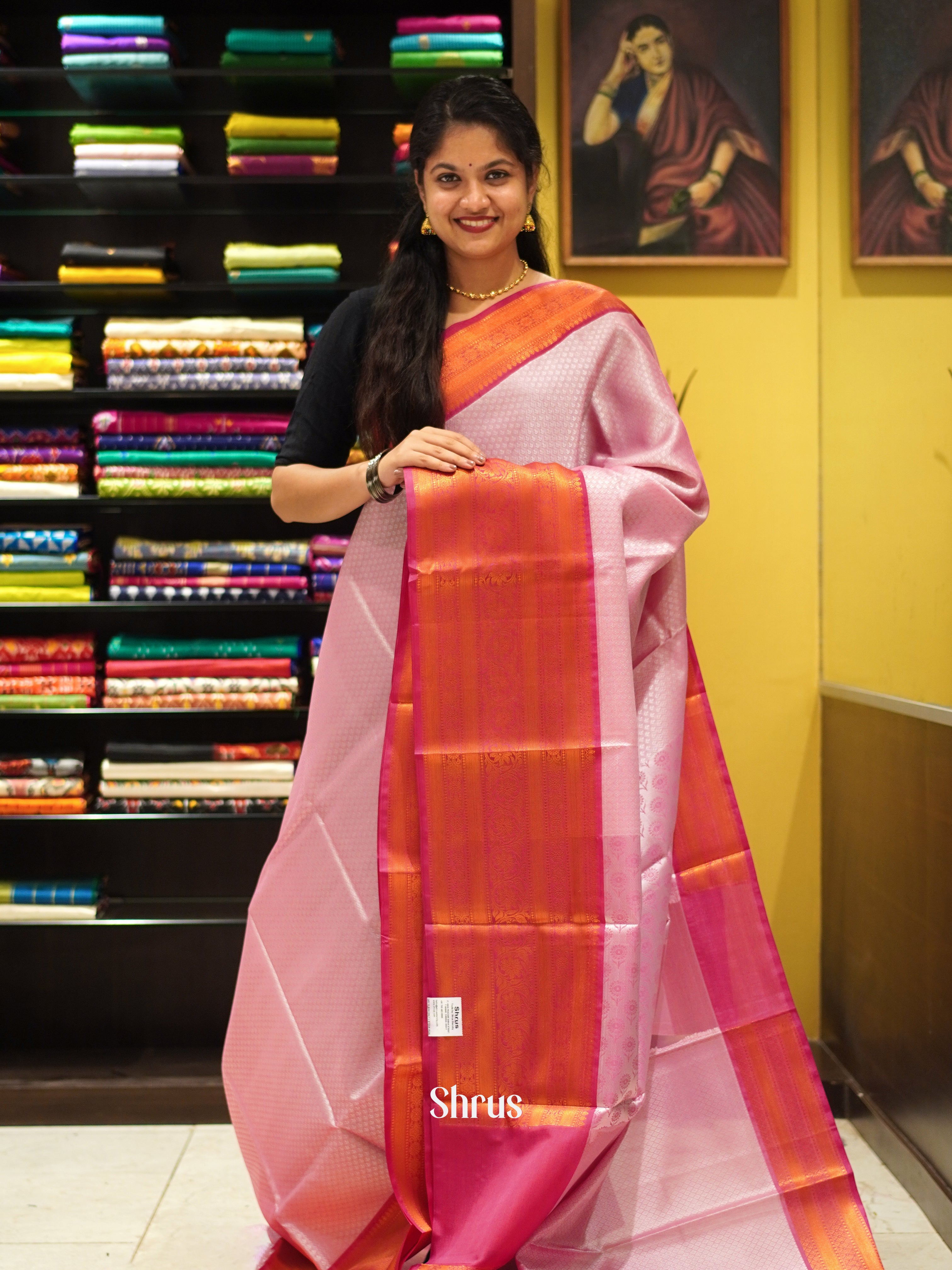 Baby Pink & Pink - Tanchoi Semi Silk Saree - Shop on ShrusEternity.com
