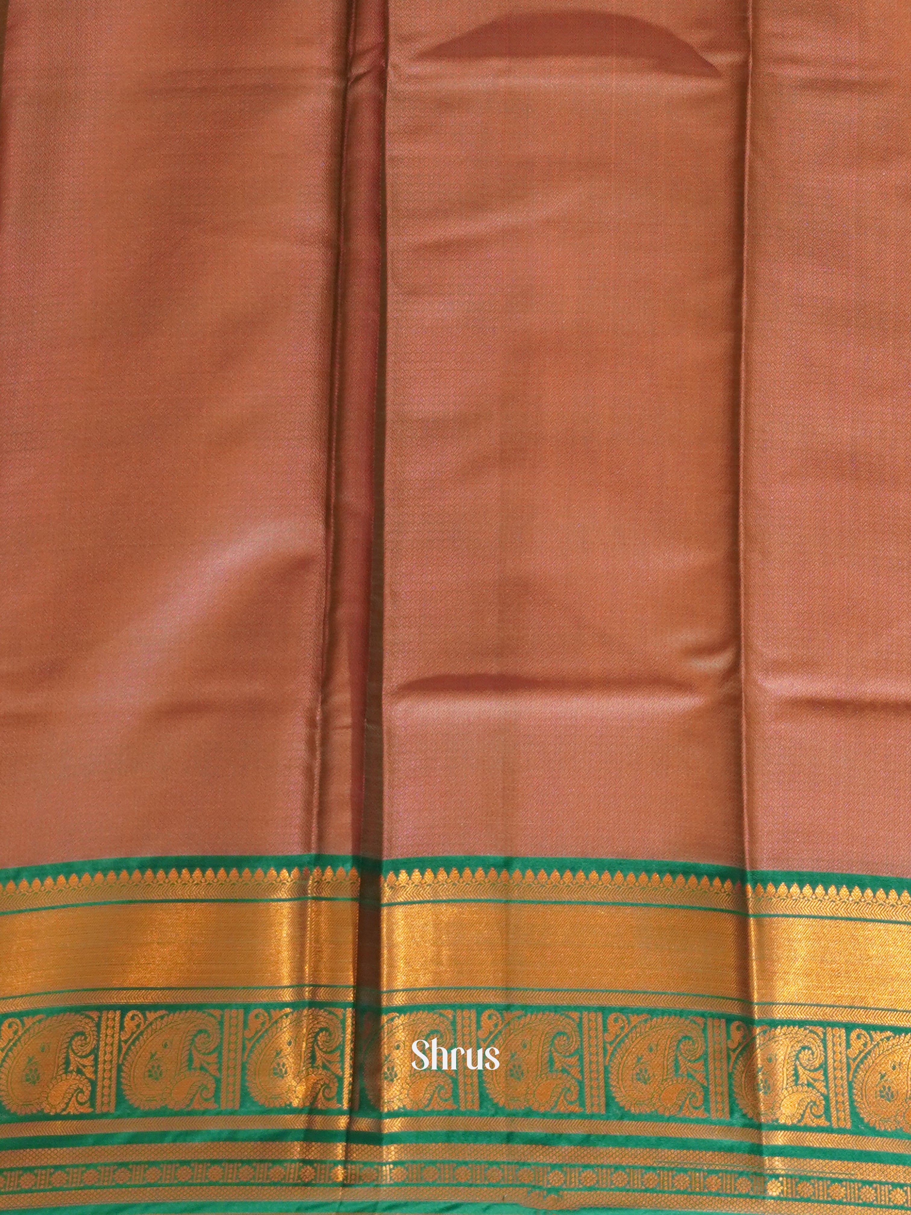 Orange & Green - Tanchoi Semi Silk Saree - Shop on ShrusEternity.com