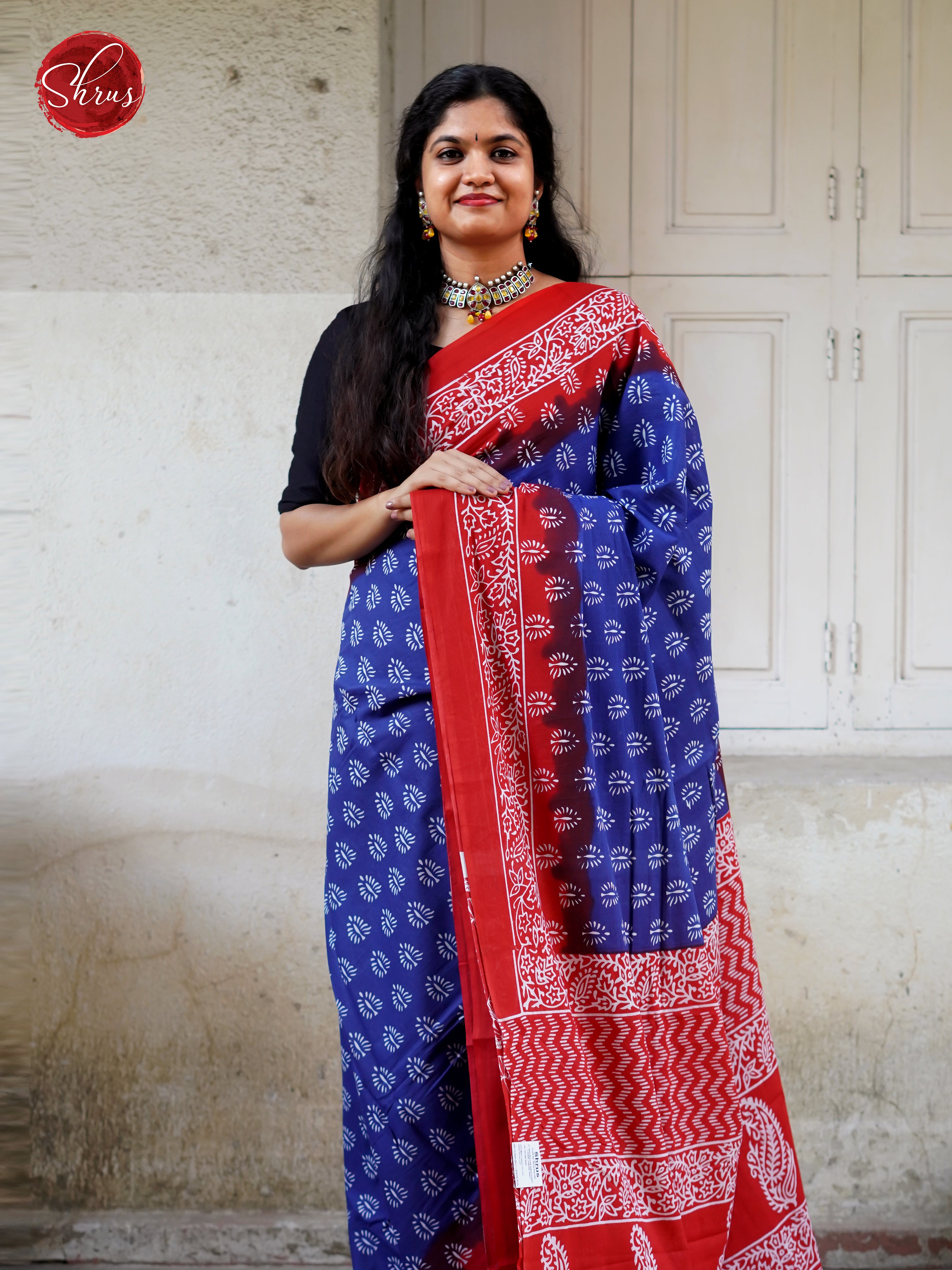 Blue & Red - Jaipur cotton - Shop on ShrusEternity.com