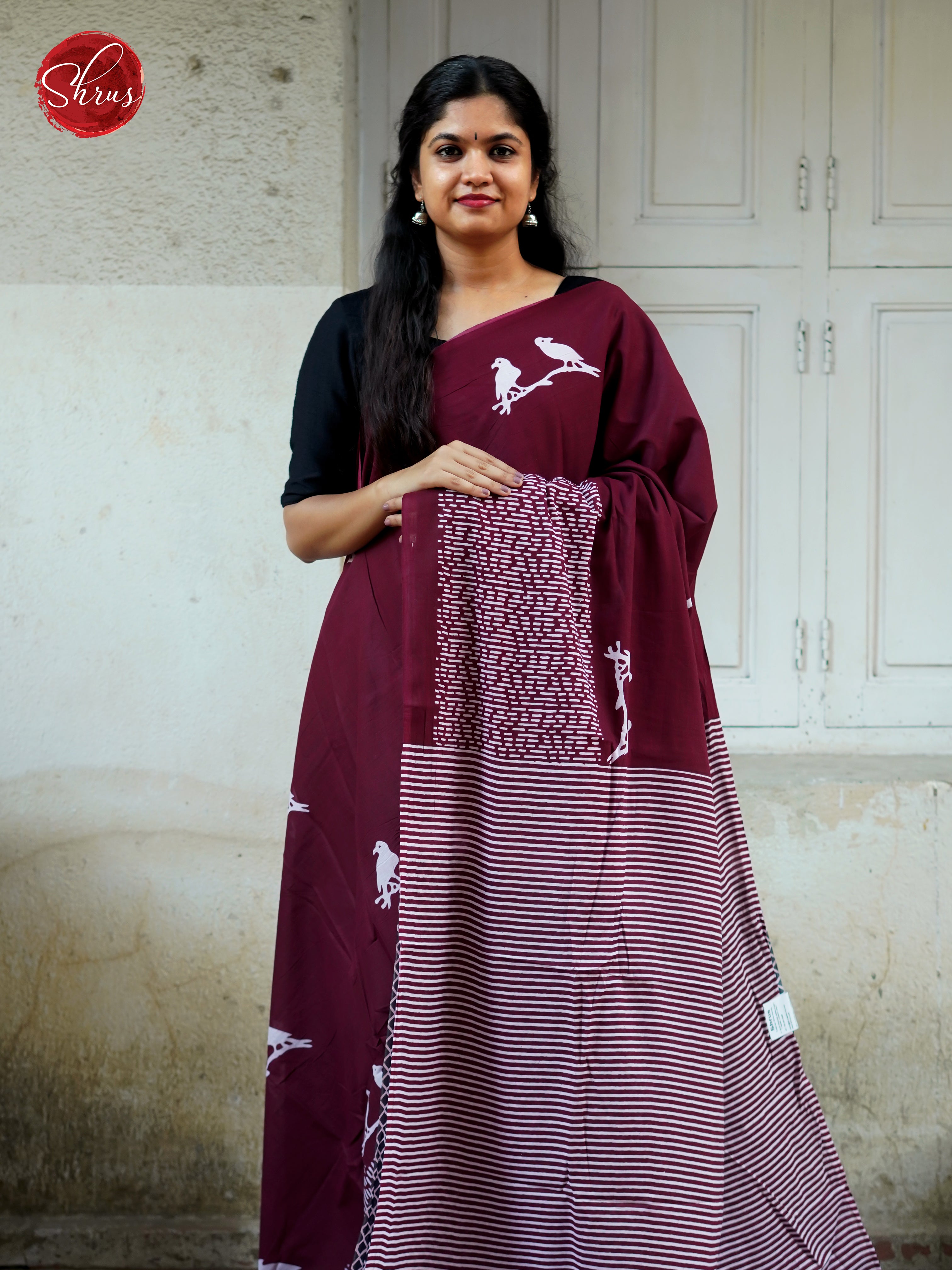 Maroon & White - Jaipur cotton - Shop on ShrusEternity.com