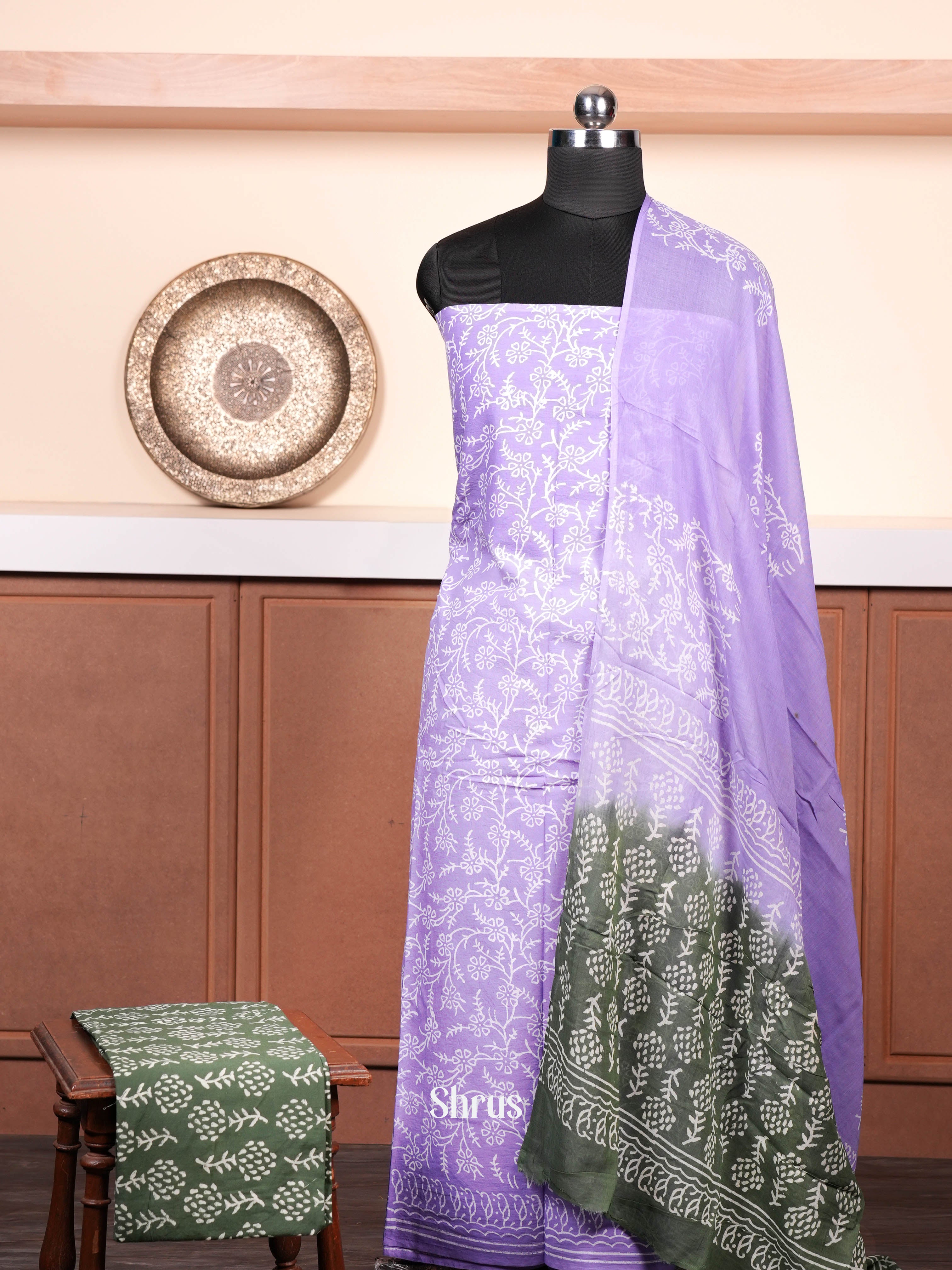 Purple & Green - Cotton salwar - Shop on ShrusEternity.com