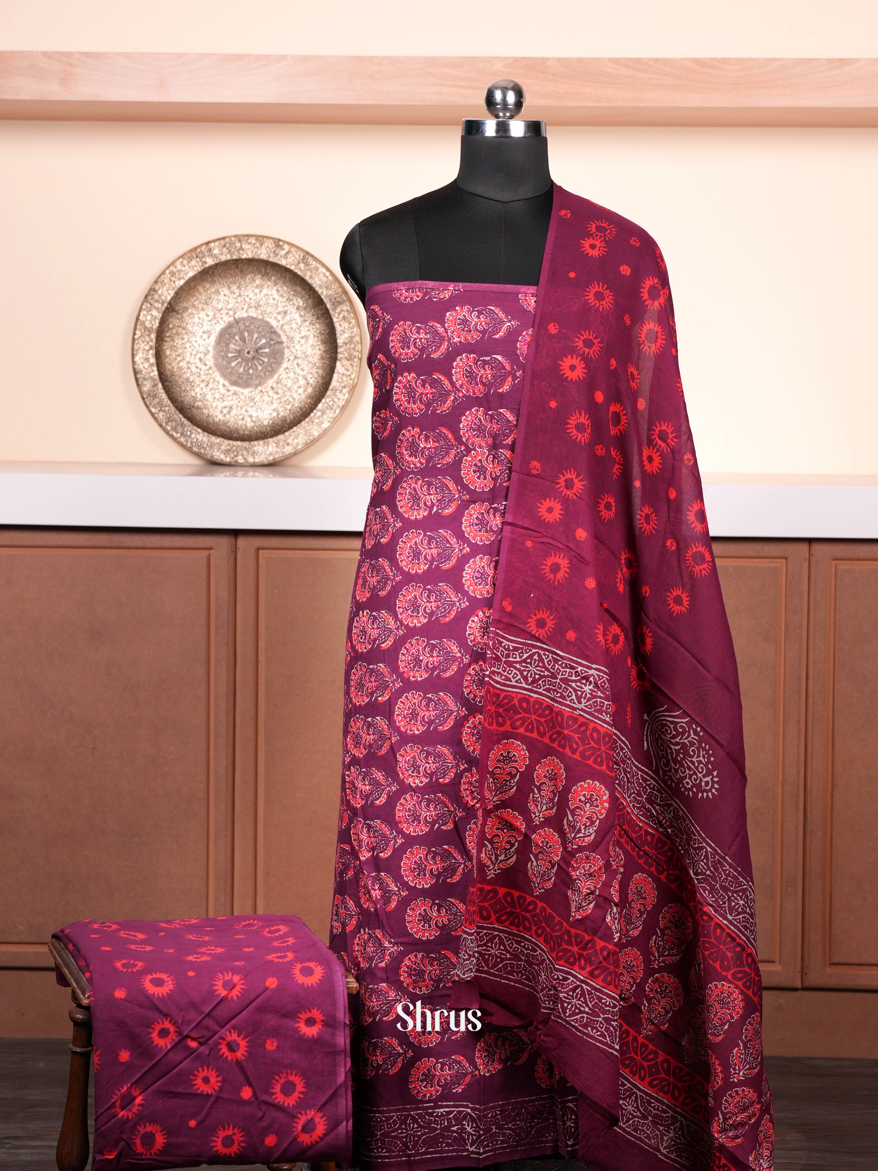 Maroon - Cotton salwar - Shop on ShrusEternity.com