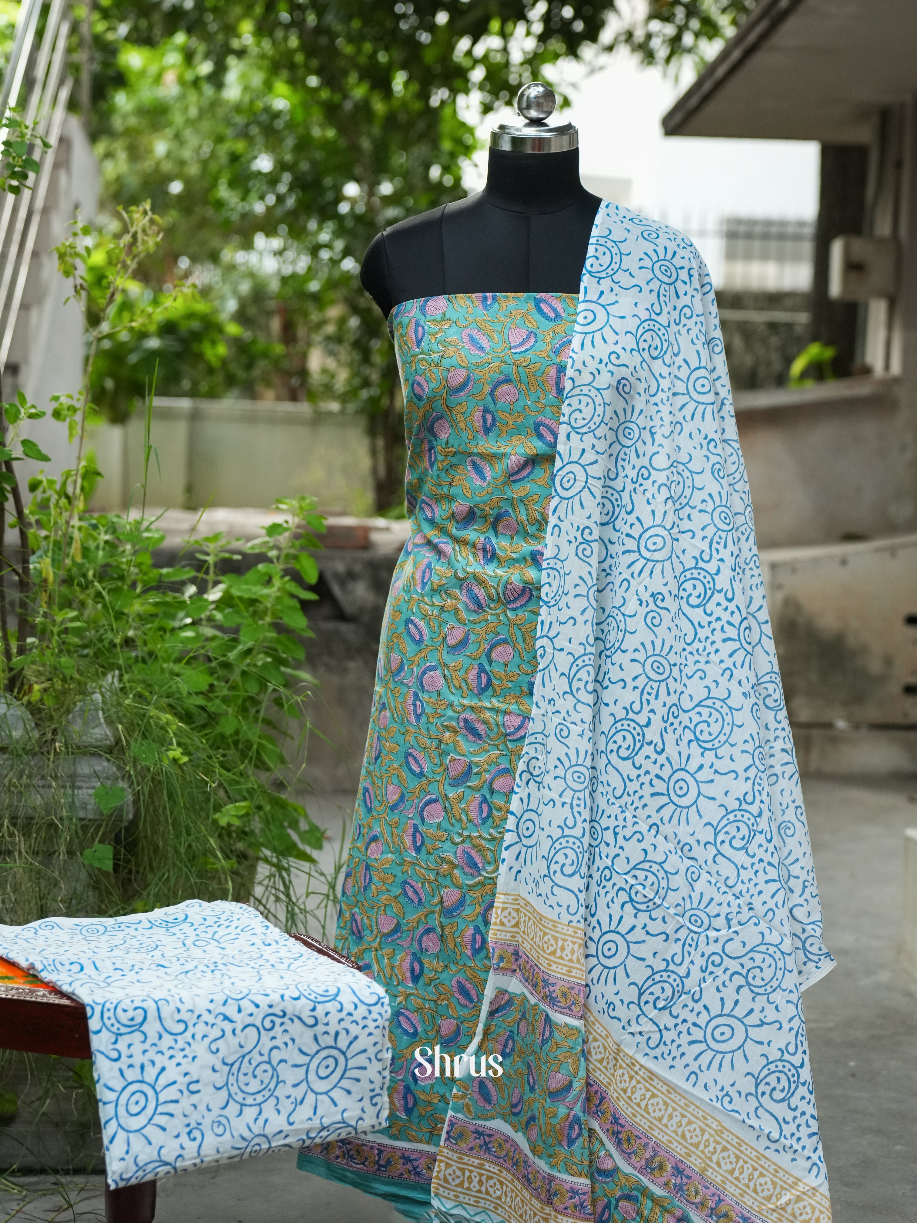 Green & White - Cotton salwar - Shop on ShrusEternity.com