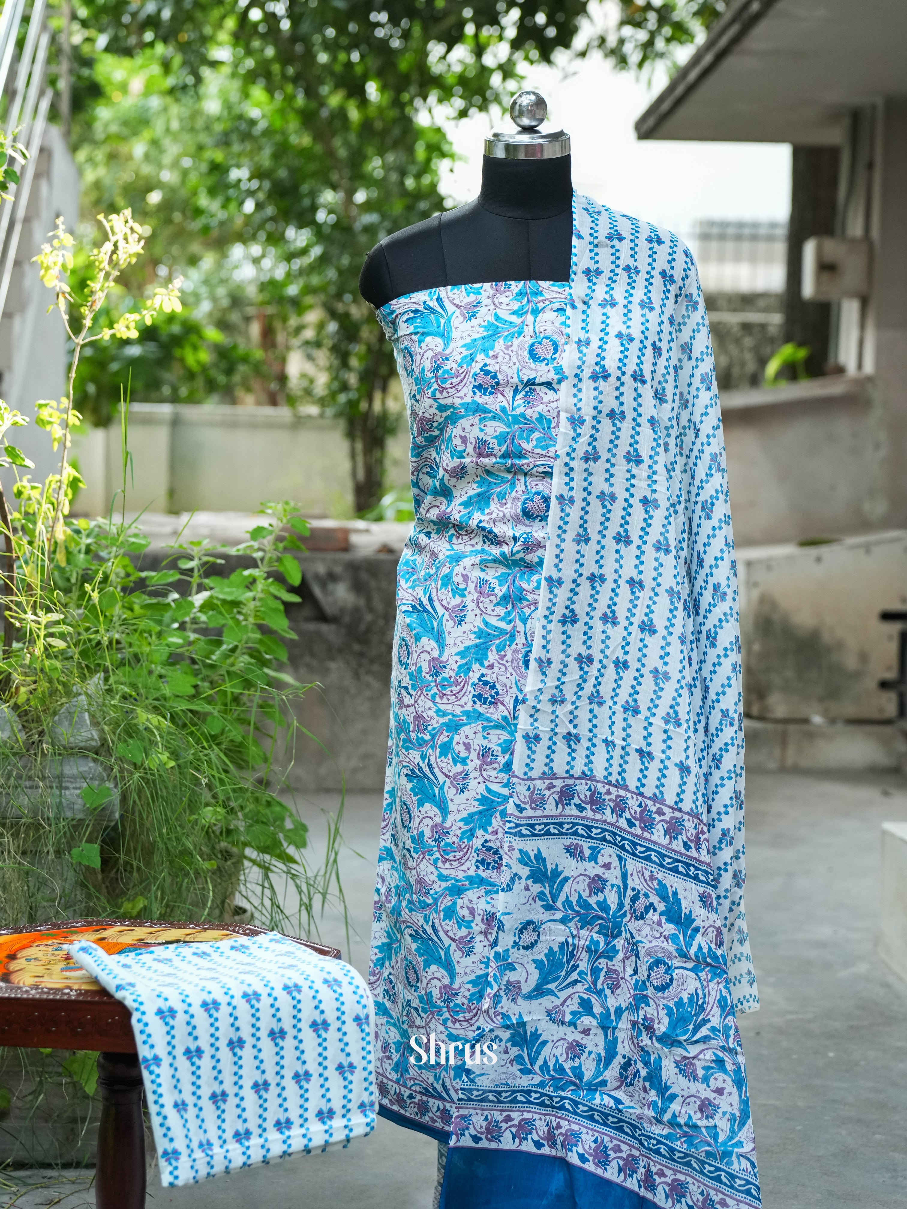 Blue & White- Cotton salwar - Shop on ShrusEternity.com