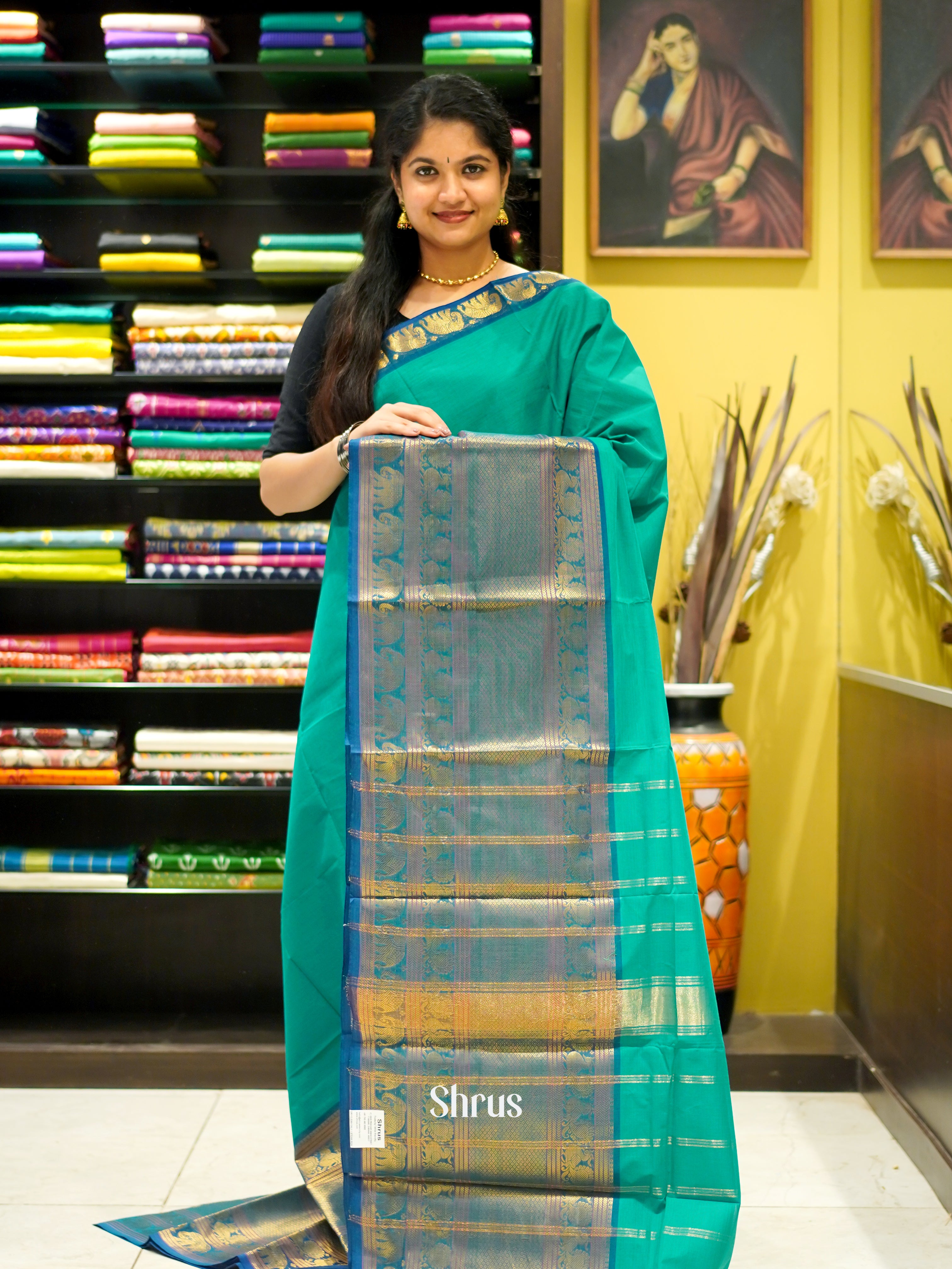 Green & blue- Narayanpet Cotton - Shop on ShrusEternity.com