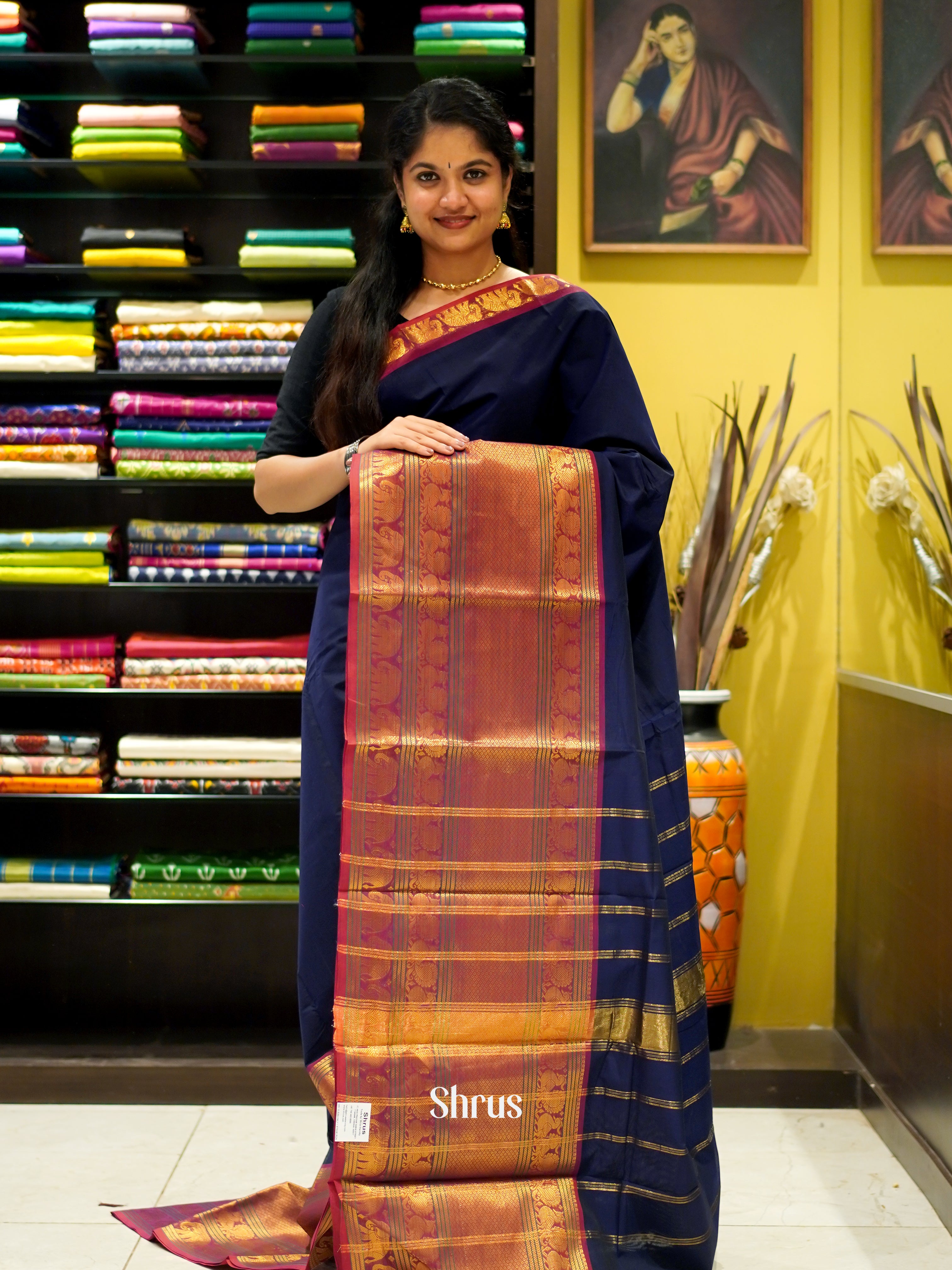 Blue & Red - Narayanpet Cotton - Shop on ShrusEternity.com