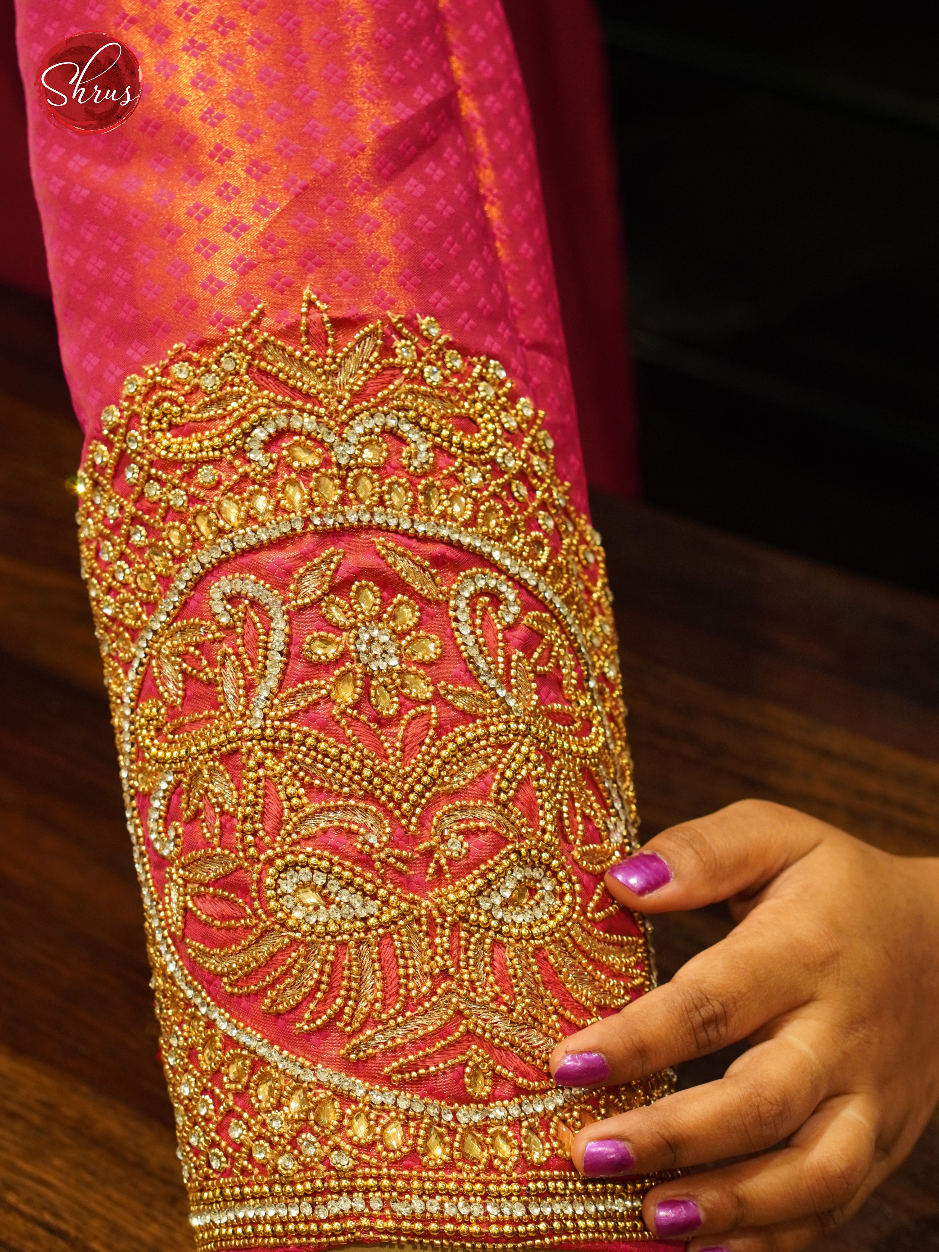 Orangish Pink - Aari Blouse - Shop on ShrusEternity.com