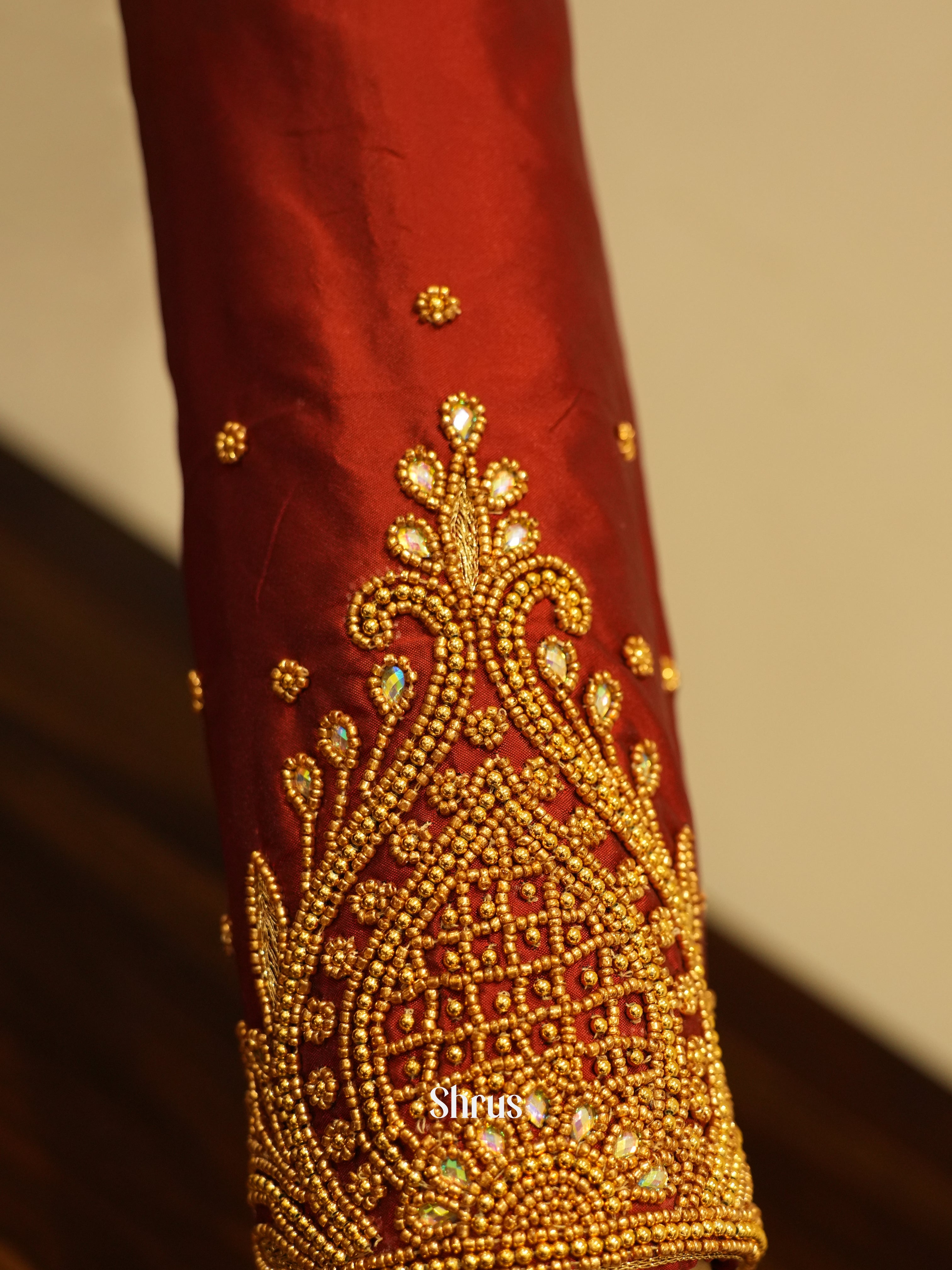 Brick Red - Aari Blouse - Shop on ShrusEternity.com