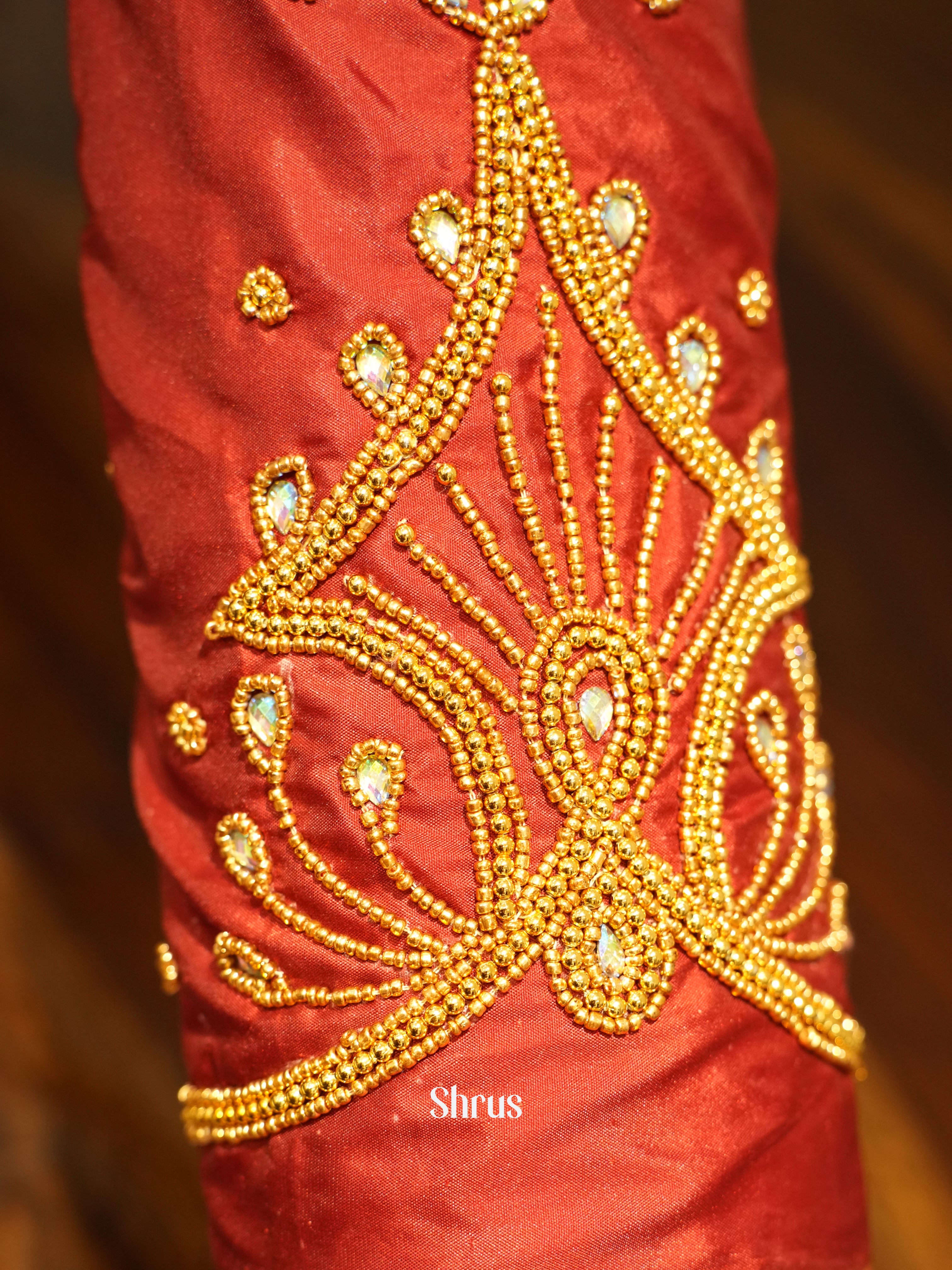 Orange - Aari Blouse - Shop on ShrusEternity.com