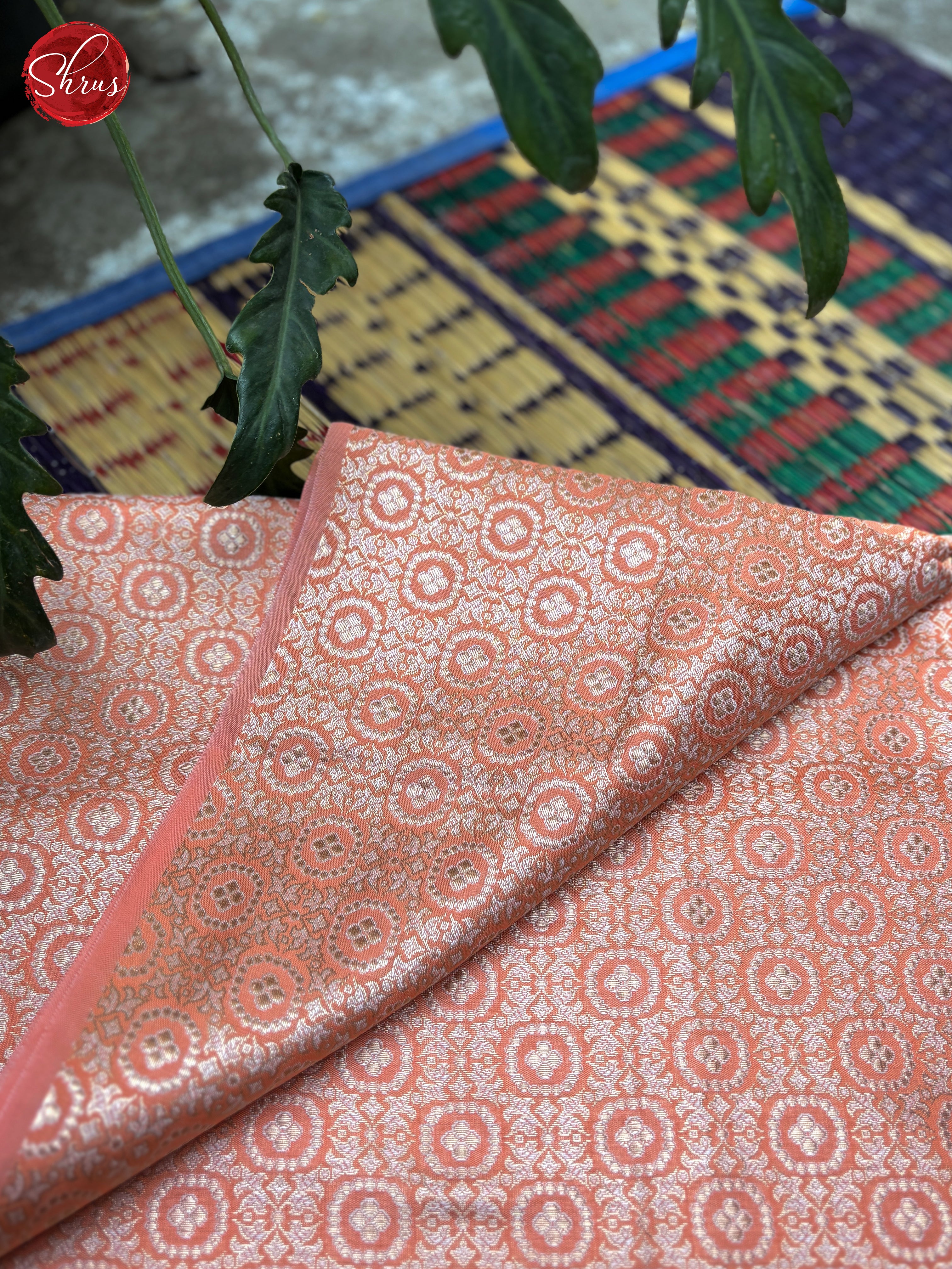 Peach - Semi Banarasi Blouse Material - Shop on ShrusEternity.com