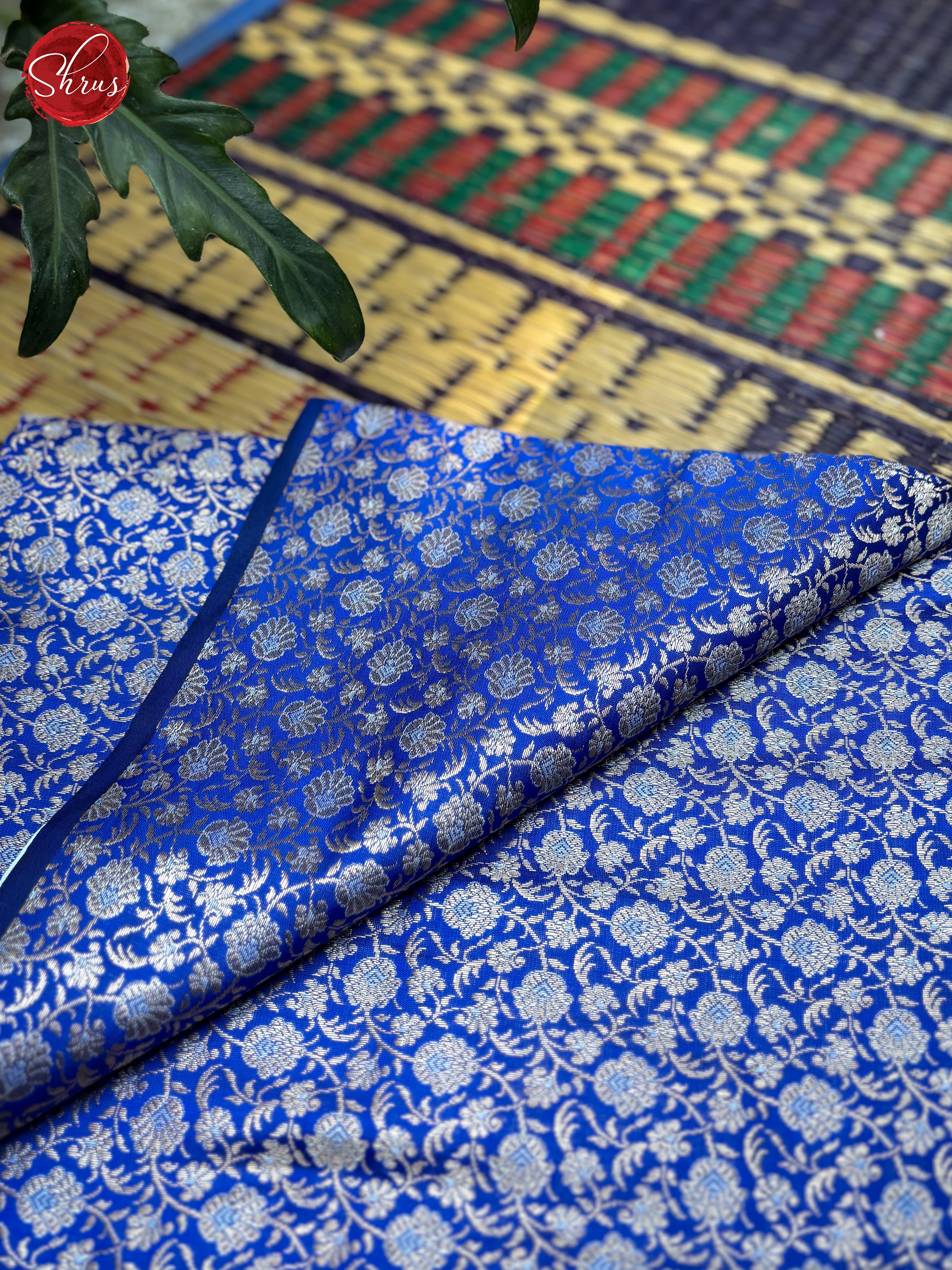 Blue - Semi Banarasi Blouse Material - Shop on ShrusEternity.com