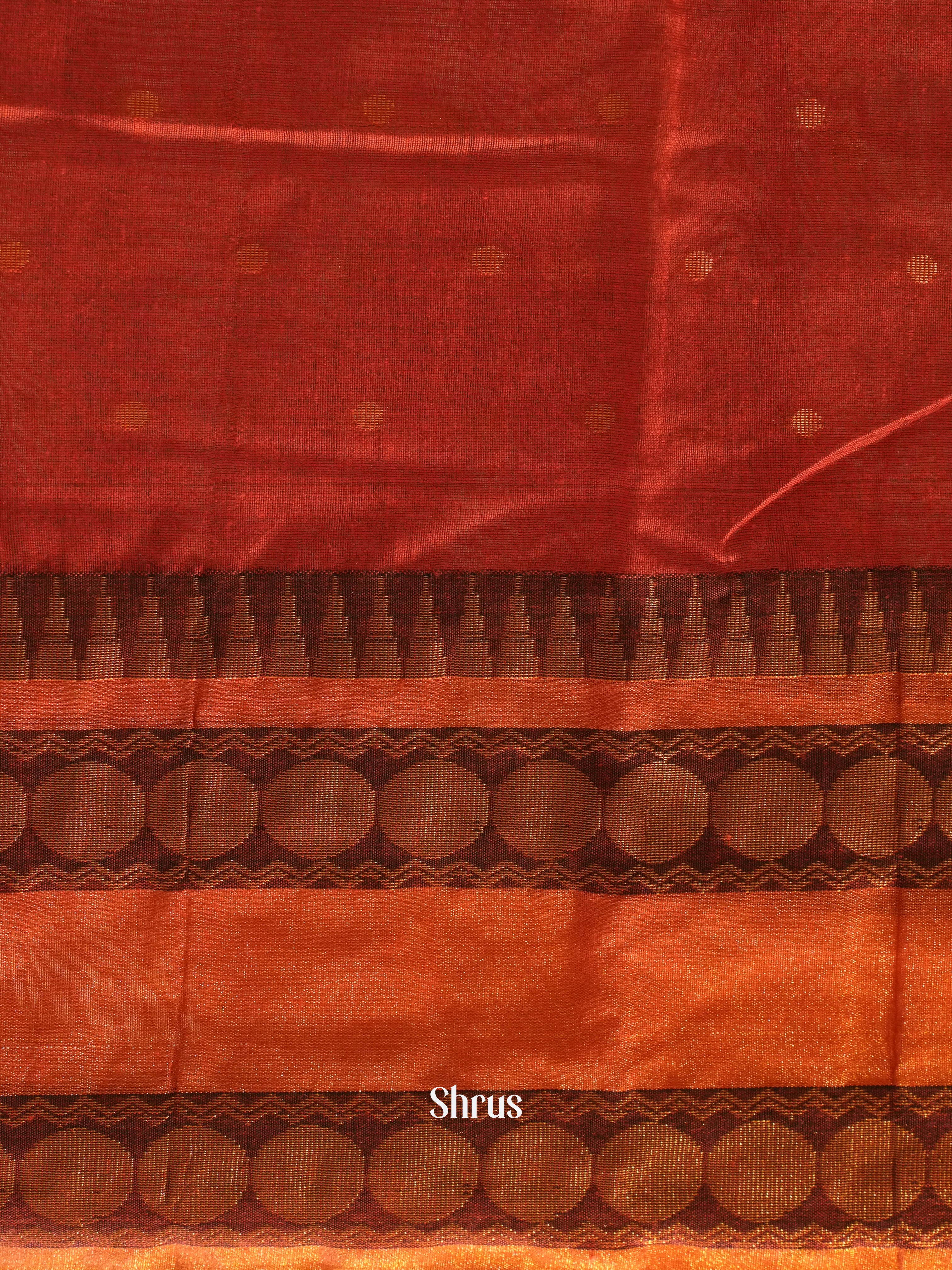 Green & Red - Mercerized cotton Saree - Shop on ShrusEternity.com