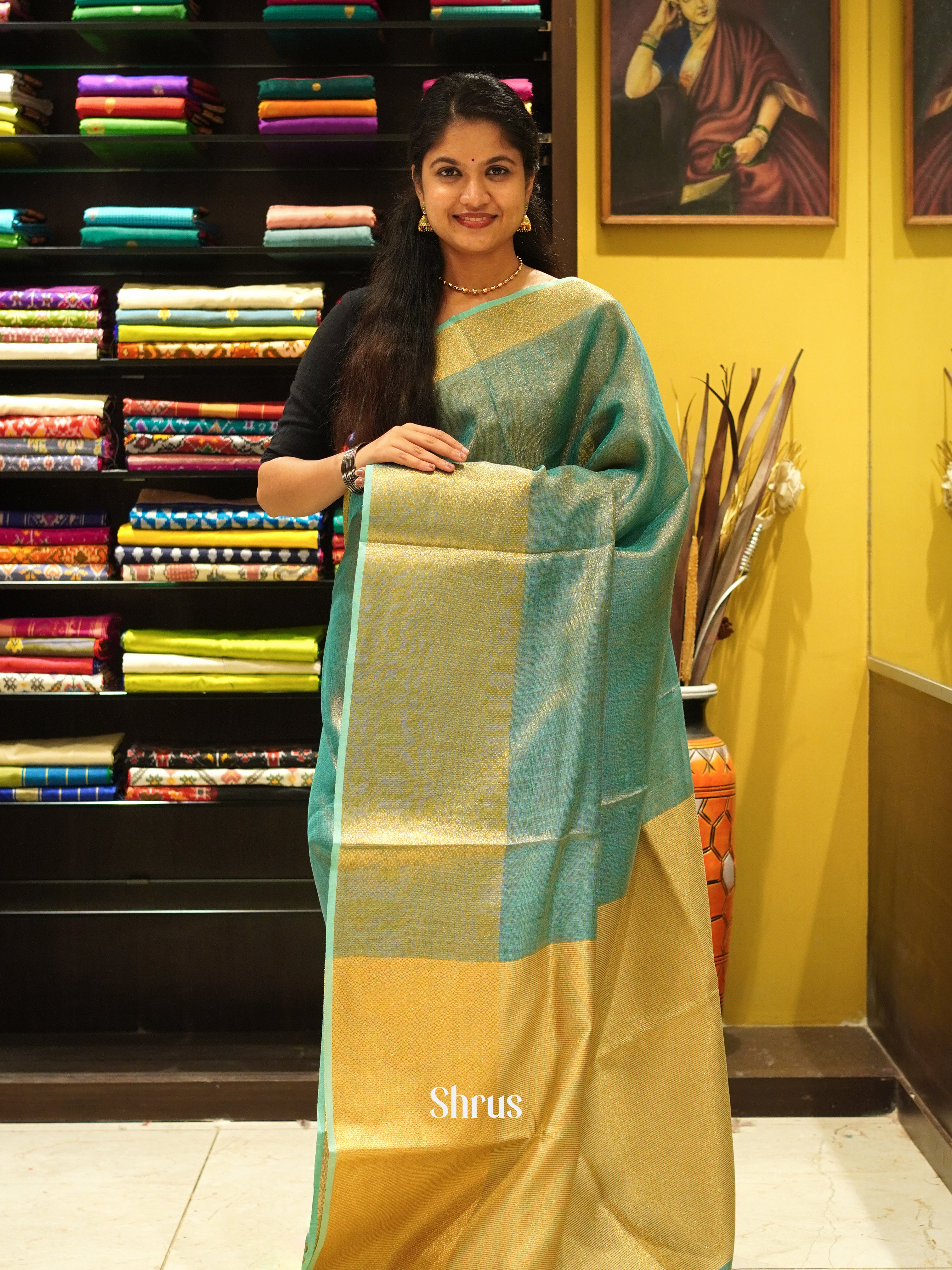 Blue(Single Tone) - Linen Saree - Shop on ShrusEternity.com