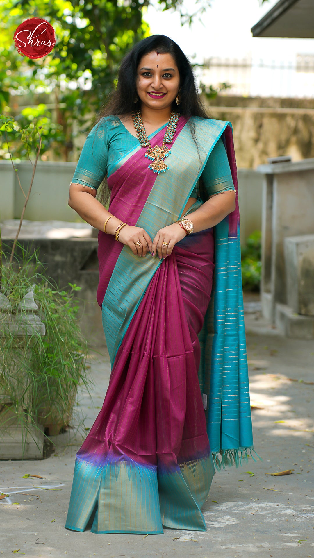 Wine & Teal - Semi Tussar Sarees - Shop on ShrusEternity.com