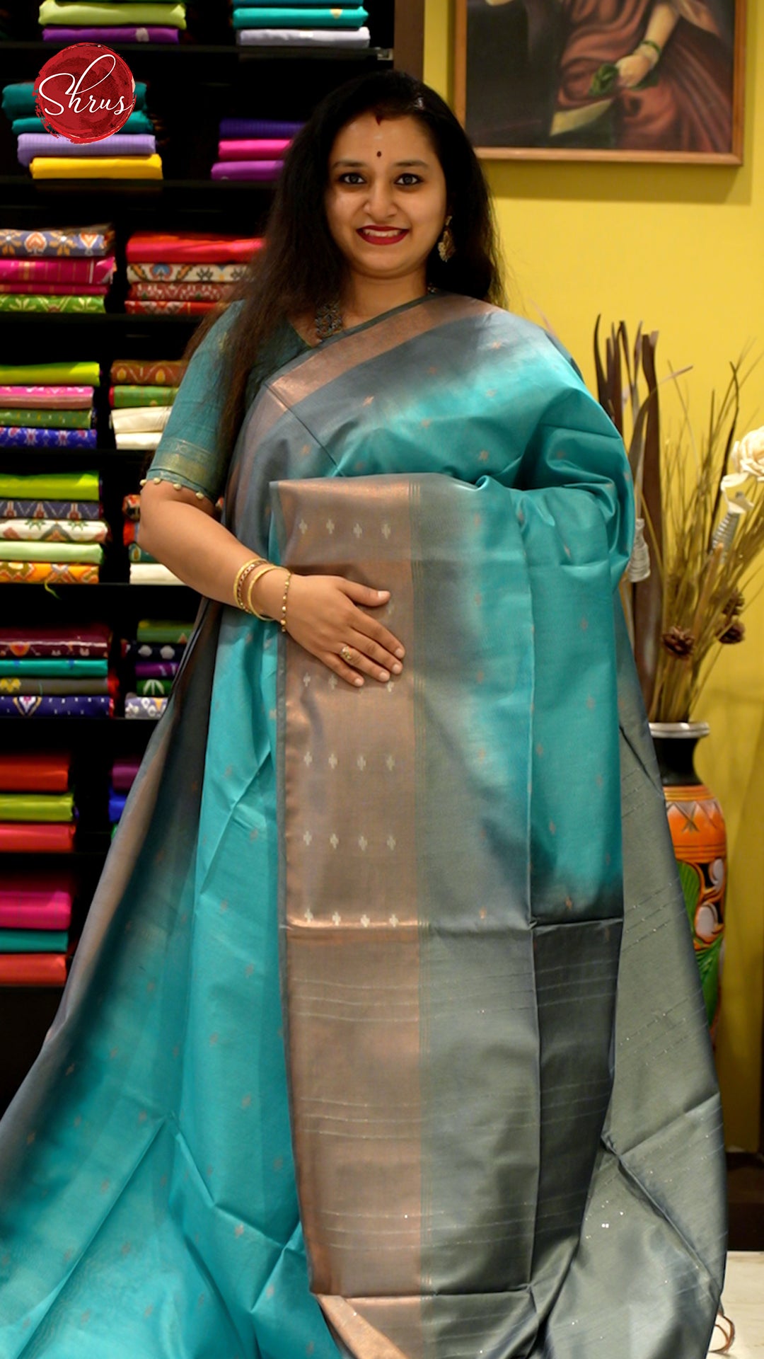Blue & Grey -Semi Tussar - Shop on ShrusEternity.com