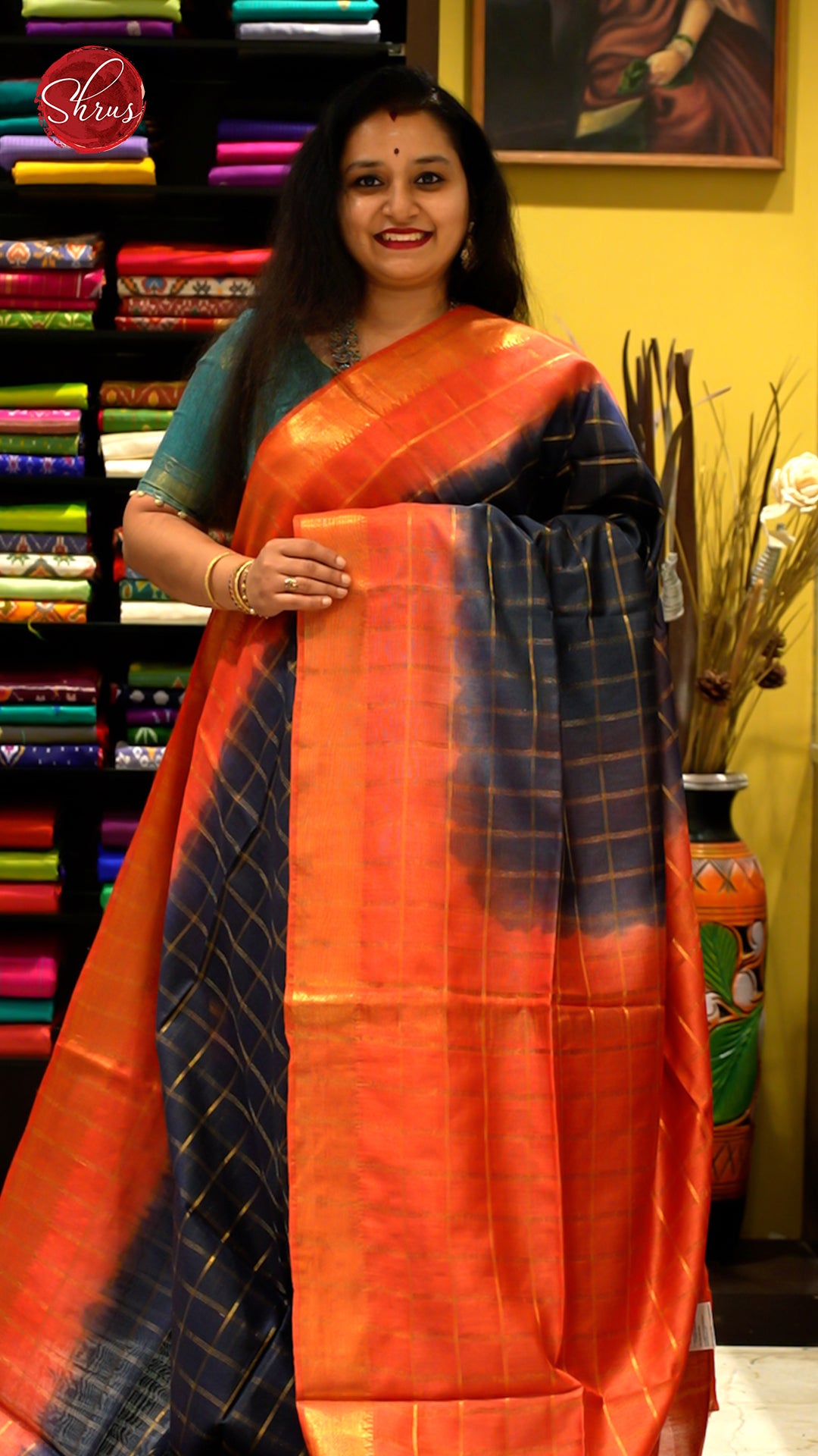 Black & Orange -Semi Tussar - Shop on ShrusEternity.com