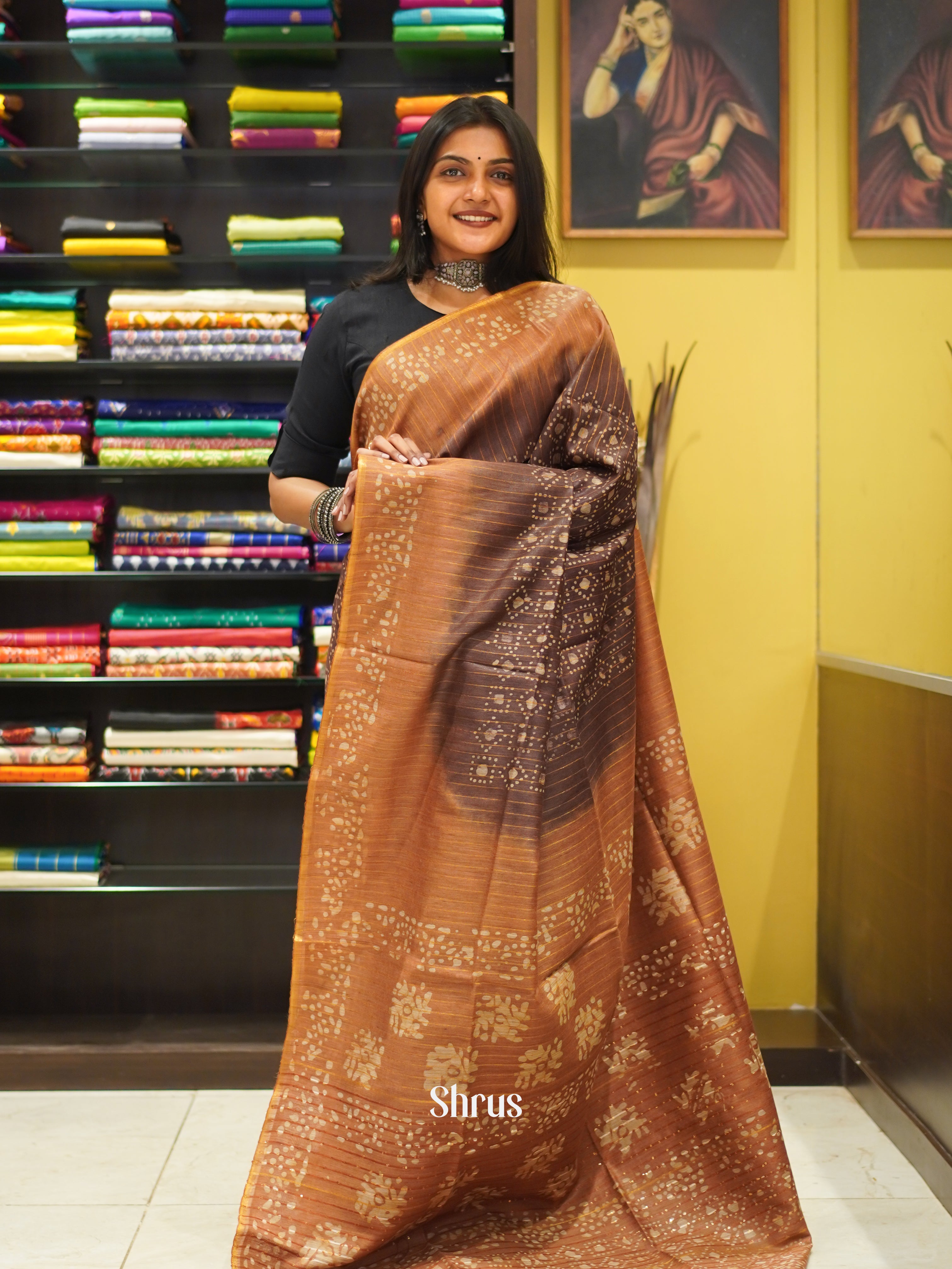Brown & Light Brown - Bhatik Saree - Shop on ShrusEternity.com