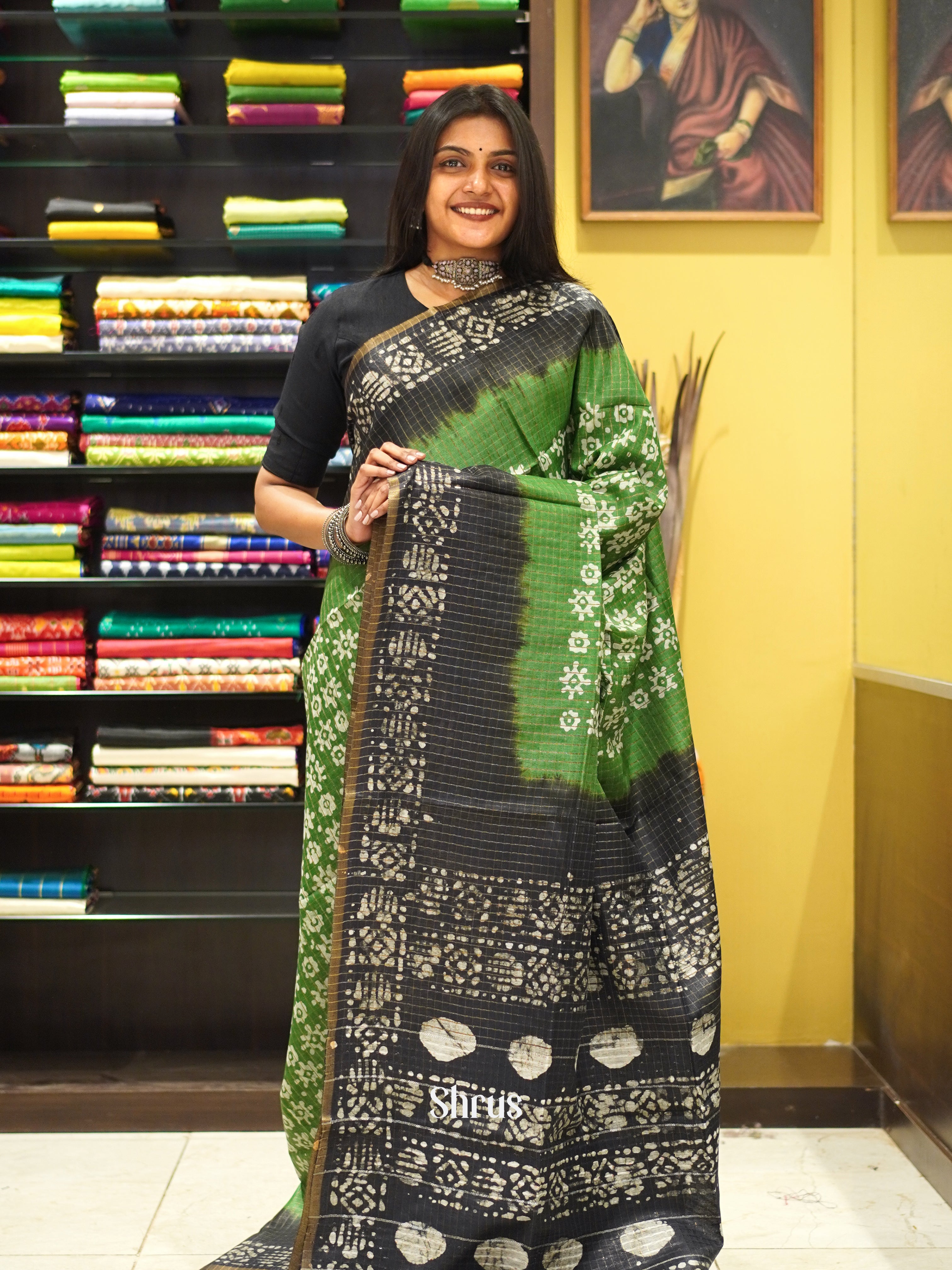Green & Grey - Bhatik Saree - Shop on ShrusEternity.com