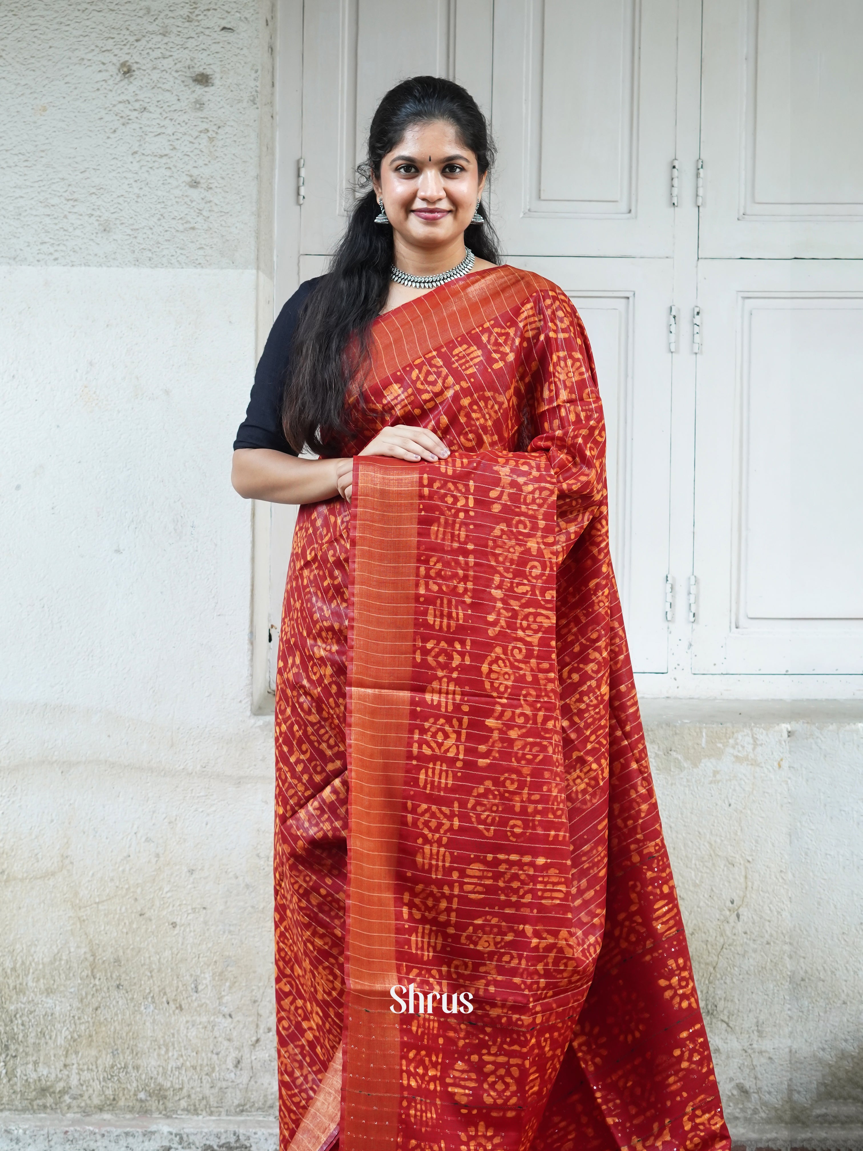 Red - Bhatik Saree - Shop on ShrusEternity.com
