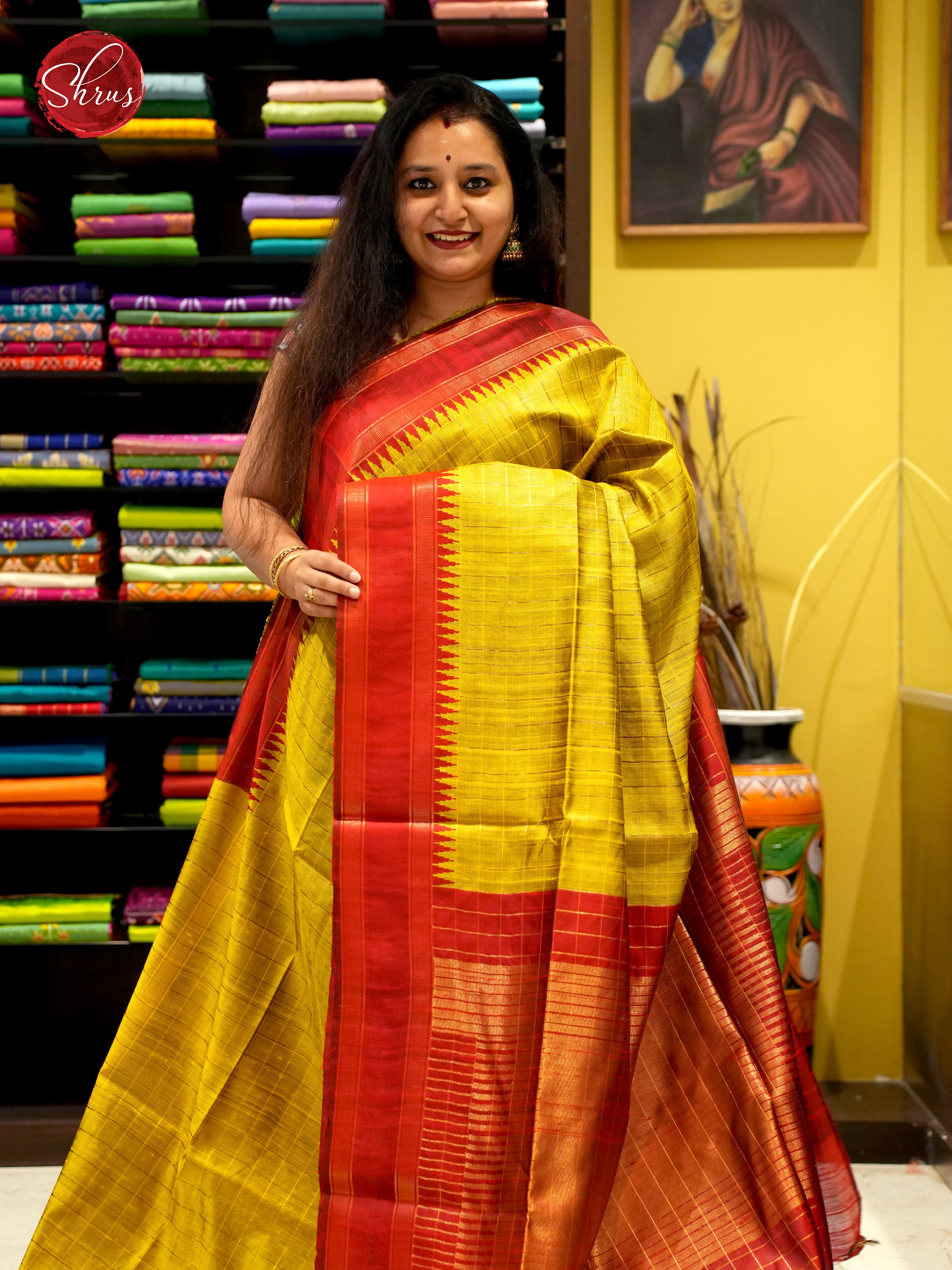 Gold-ish Mustard & Red - Raw Silk - Shop on ShrusEternity.com
