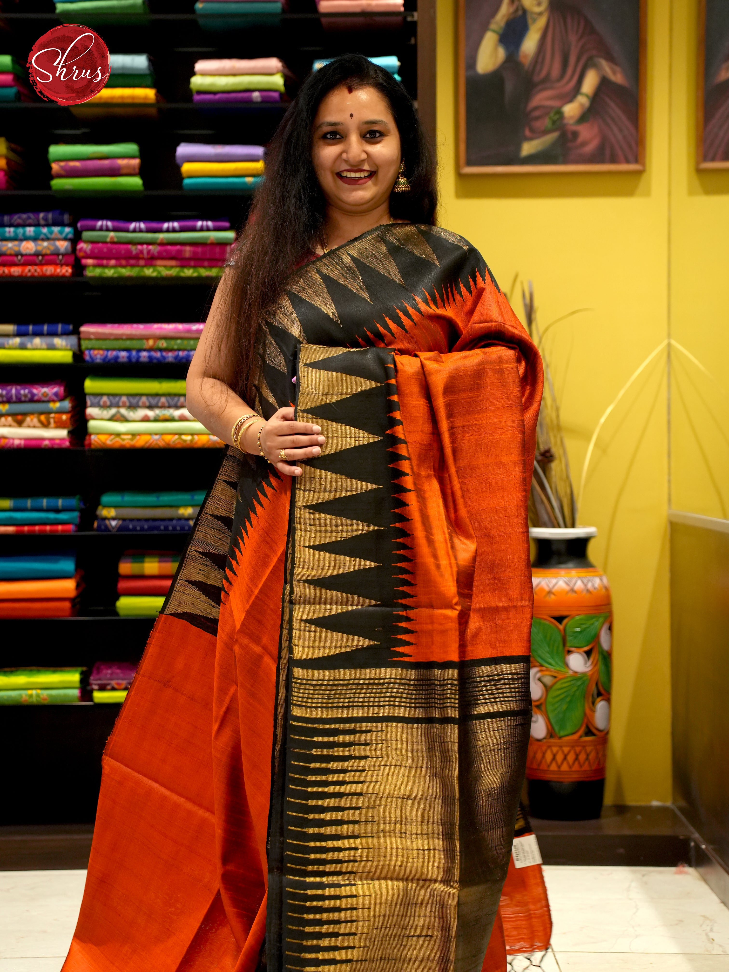 Sunset Orange & Black - Raw Silk - Shop on ShrusEternity.com