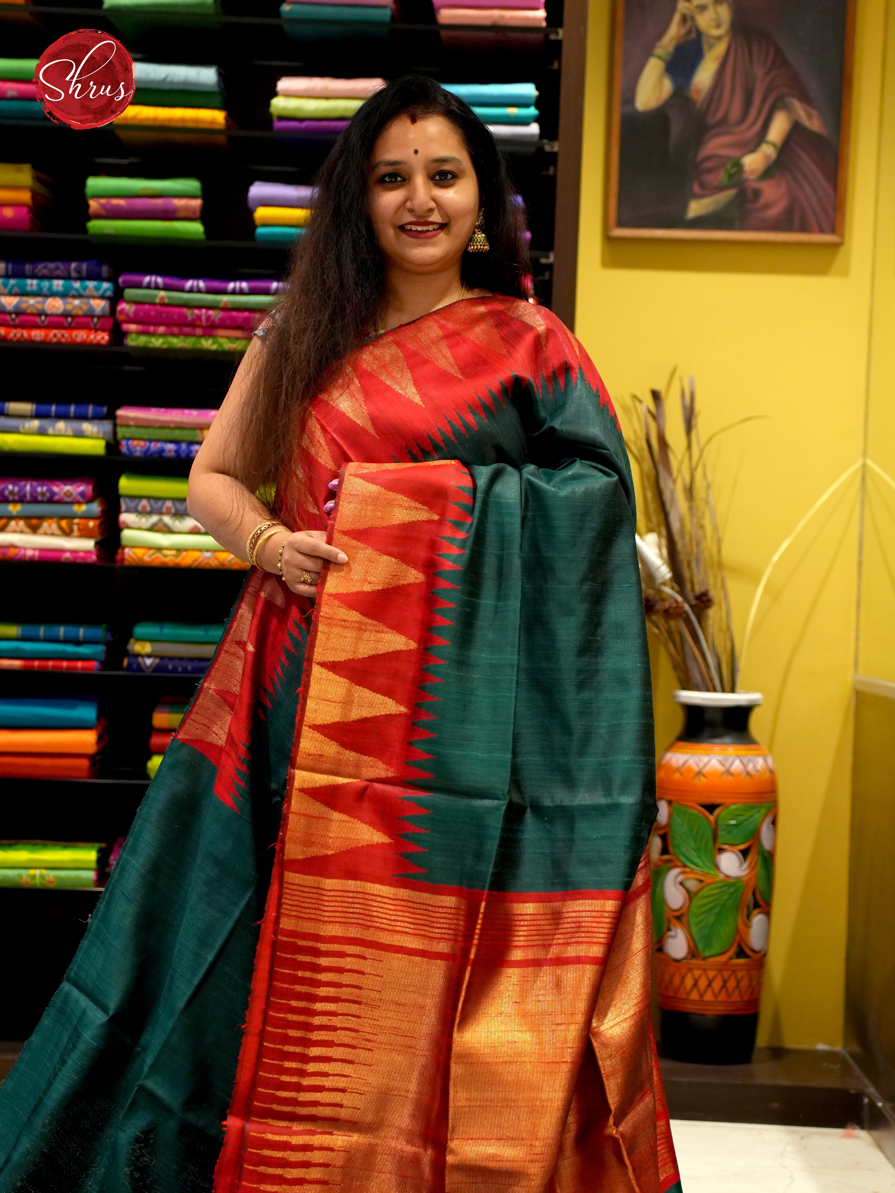 Green & Reddish Orange - Raw Silk - Shop on ShrusEternity.com