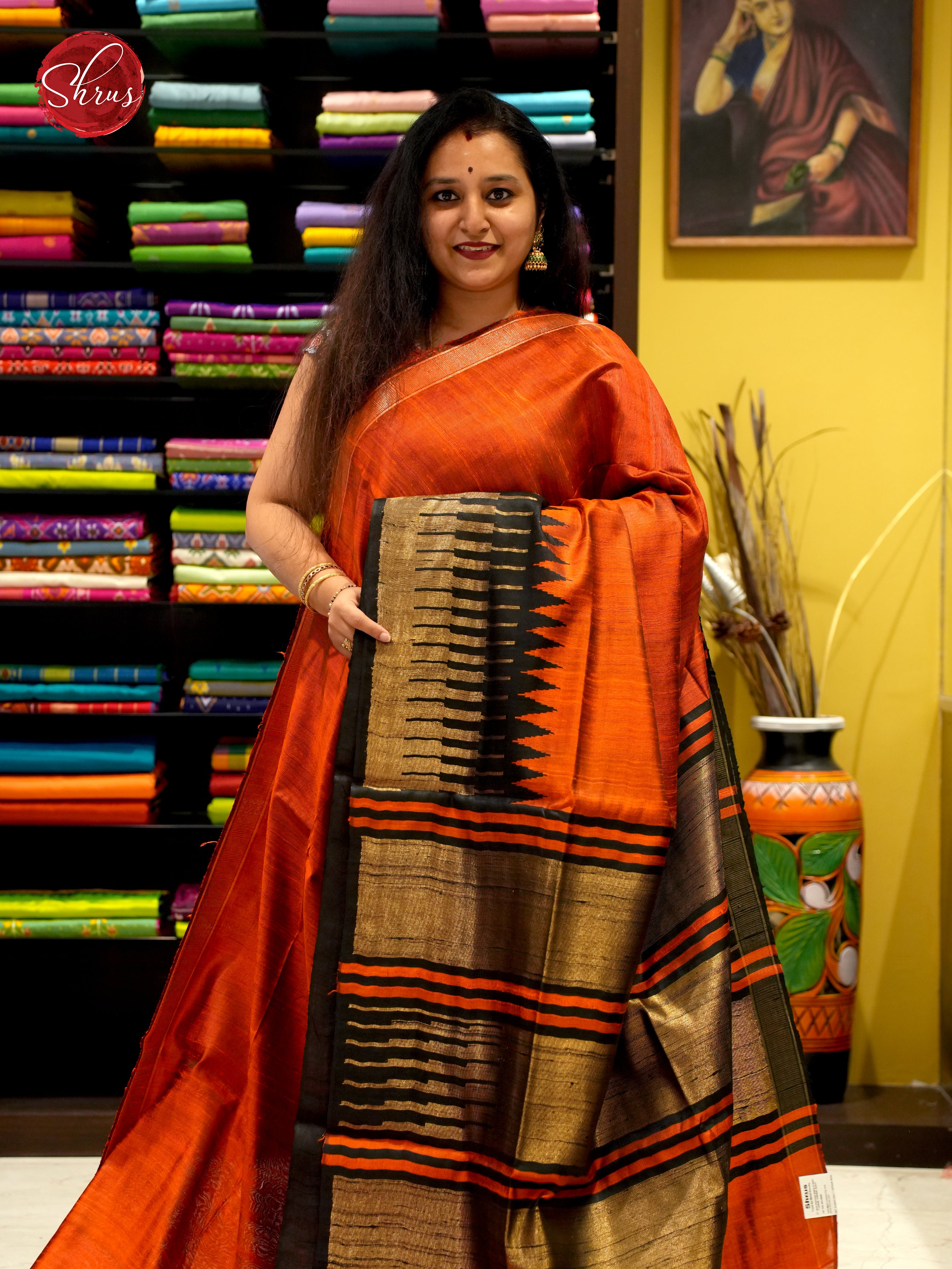 Evening Set Orange & Black - Raw Silk - Shop on ShrusEternity.com