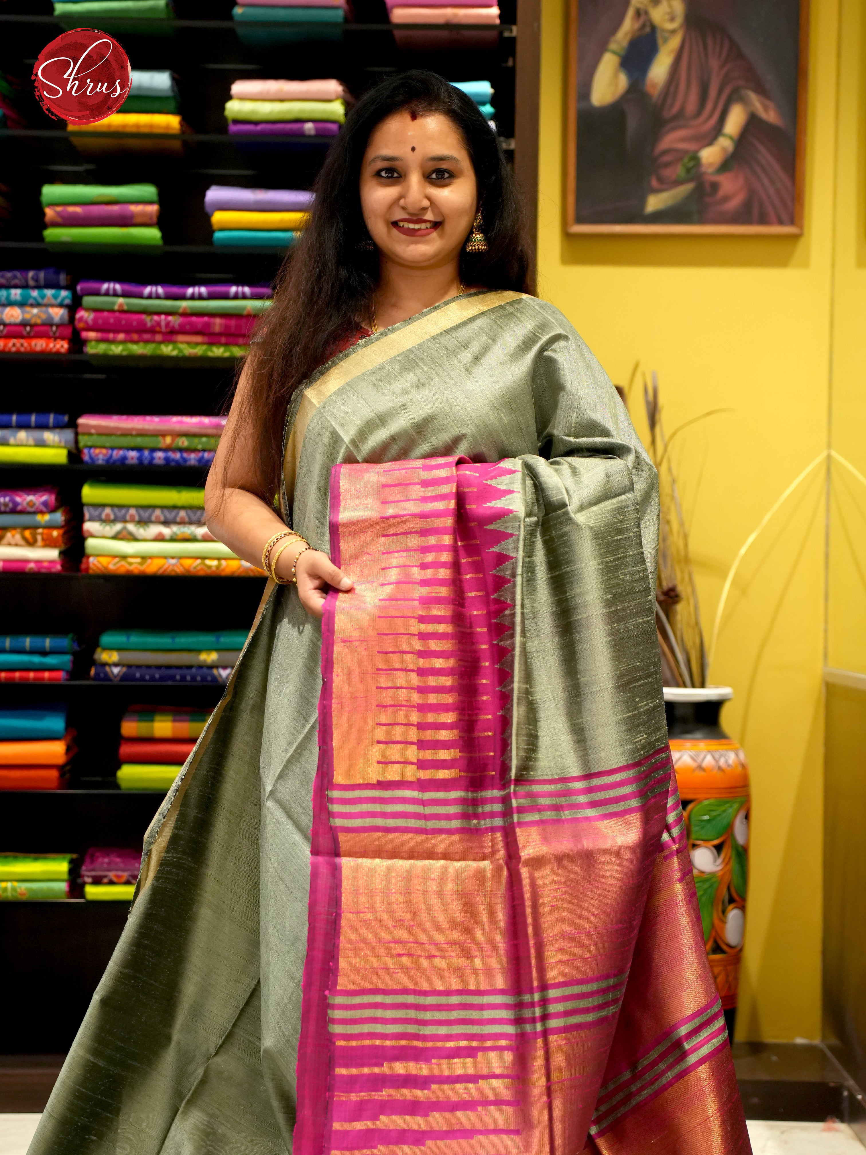 English Green & Purple Pink - Raw Silk - Shop on ShrusEternity.com