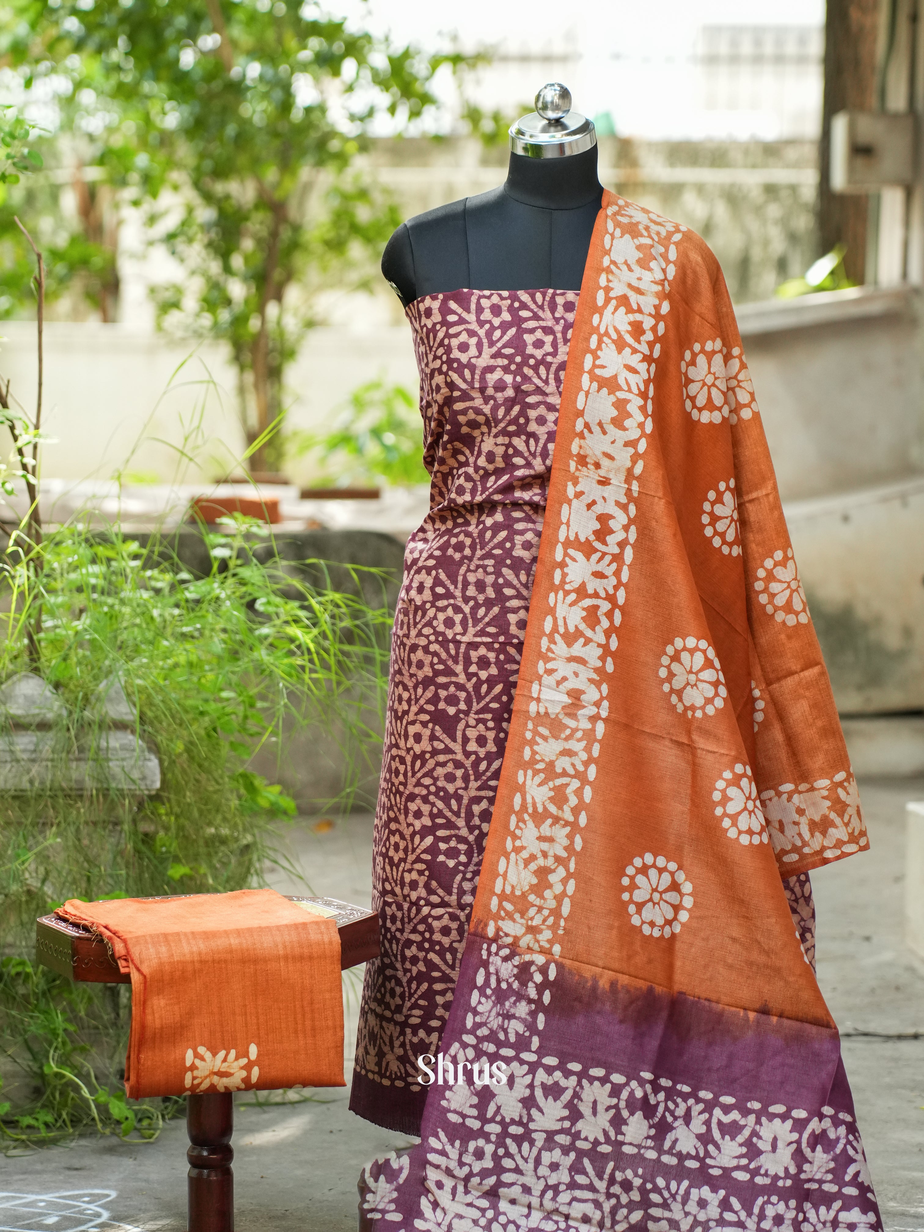 Purple & Brick -Bhatik salwar - Shop on ShrusEternity.com