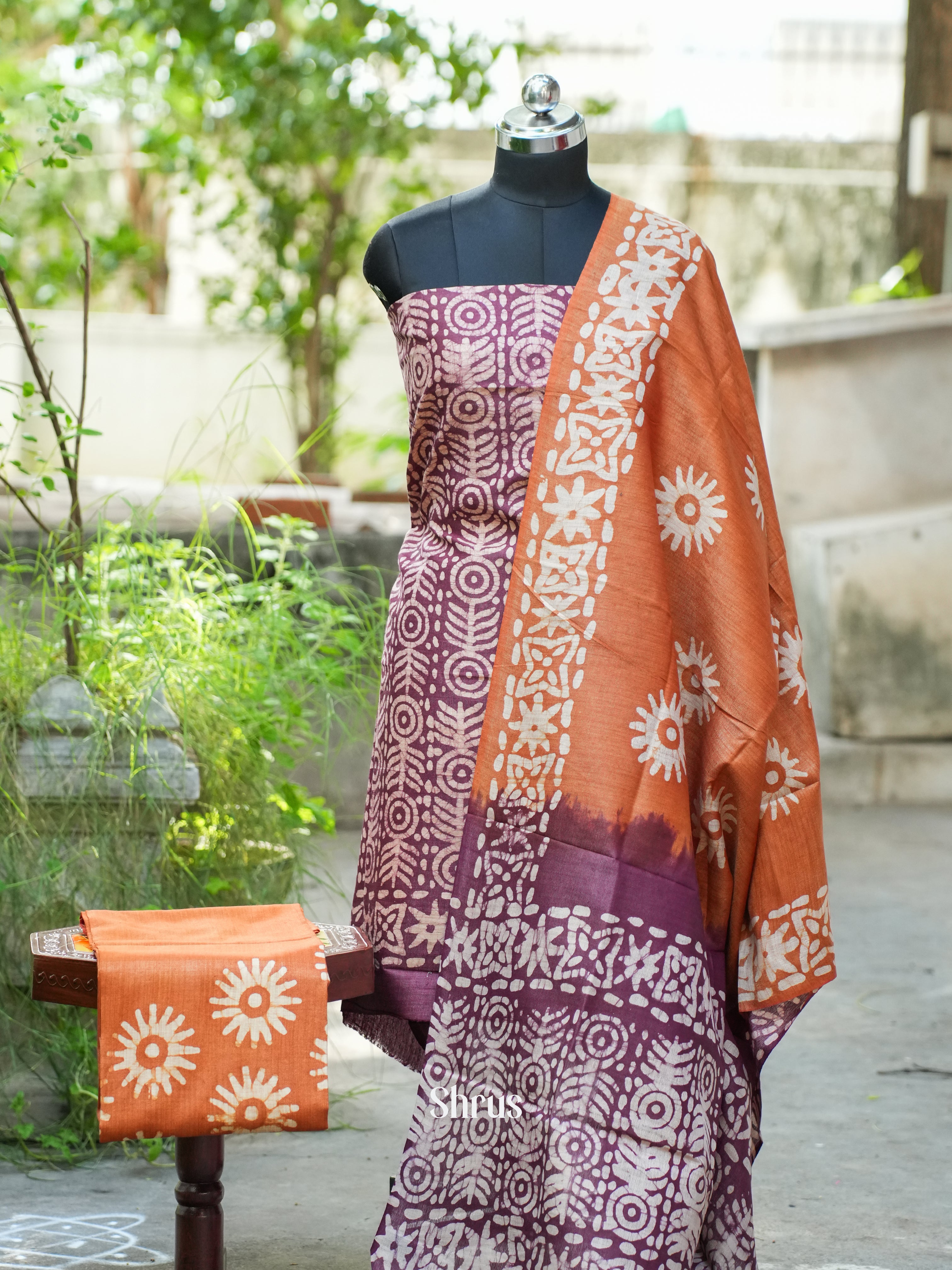 Purple & Brown - Bhatik salwar - Shop on ShrusEternity.com