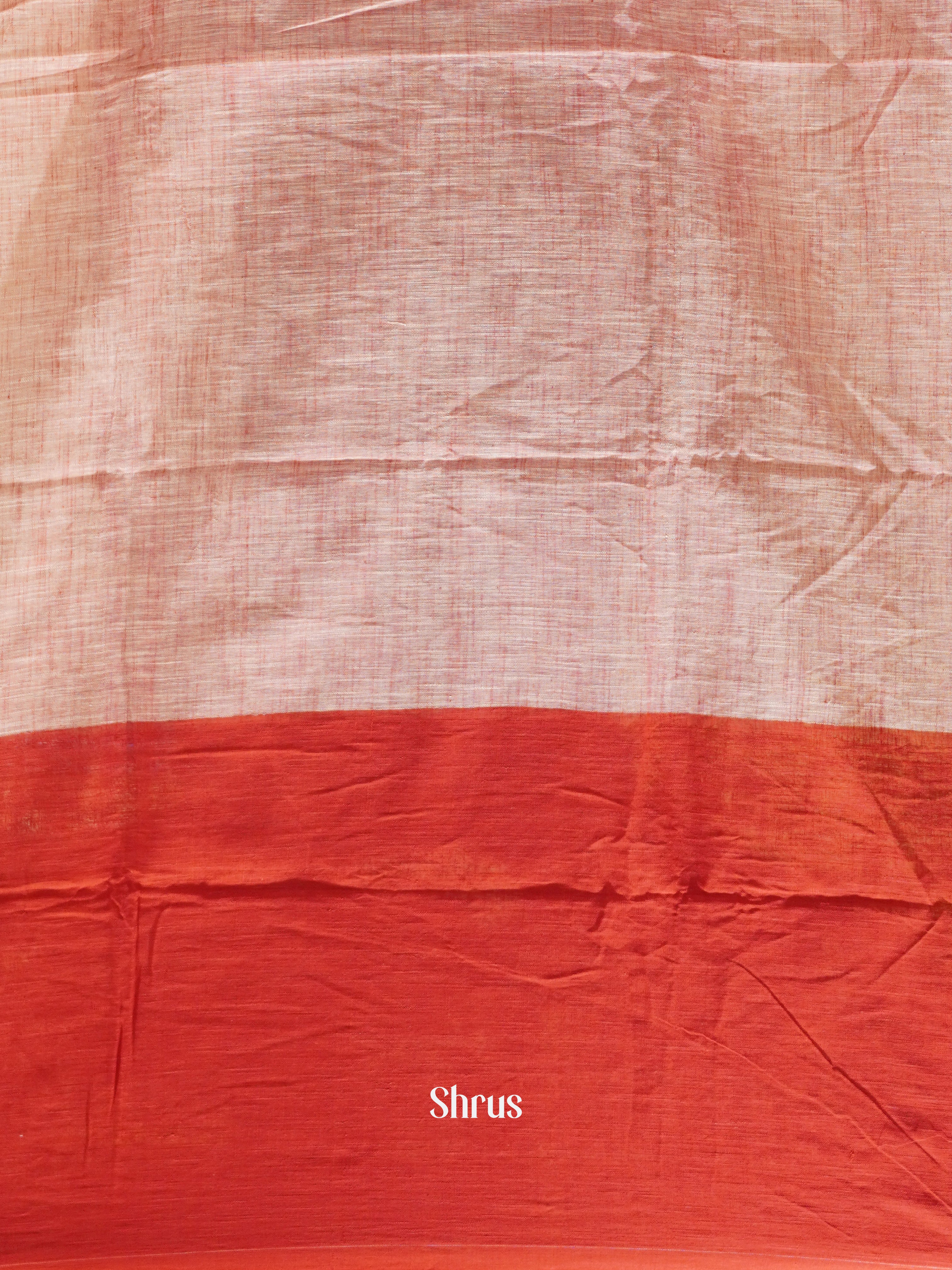 Cream & Red - Bengal cotton Saree - Shop on ShrusEternity.com