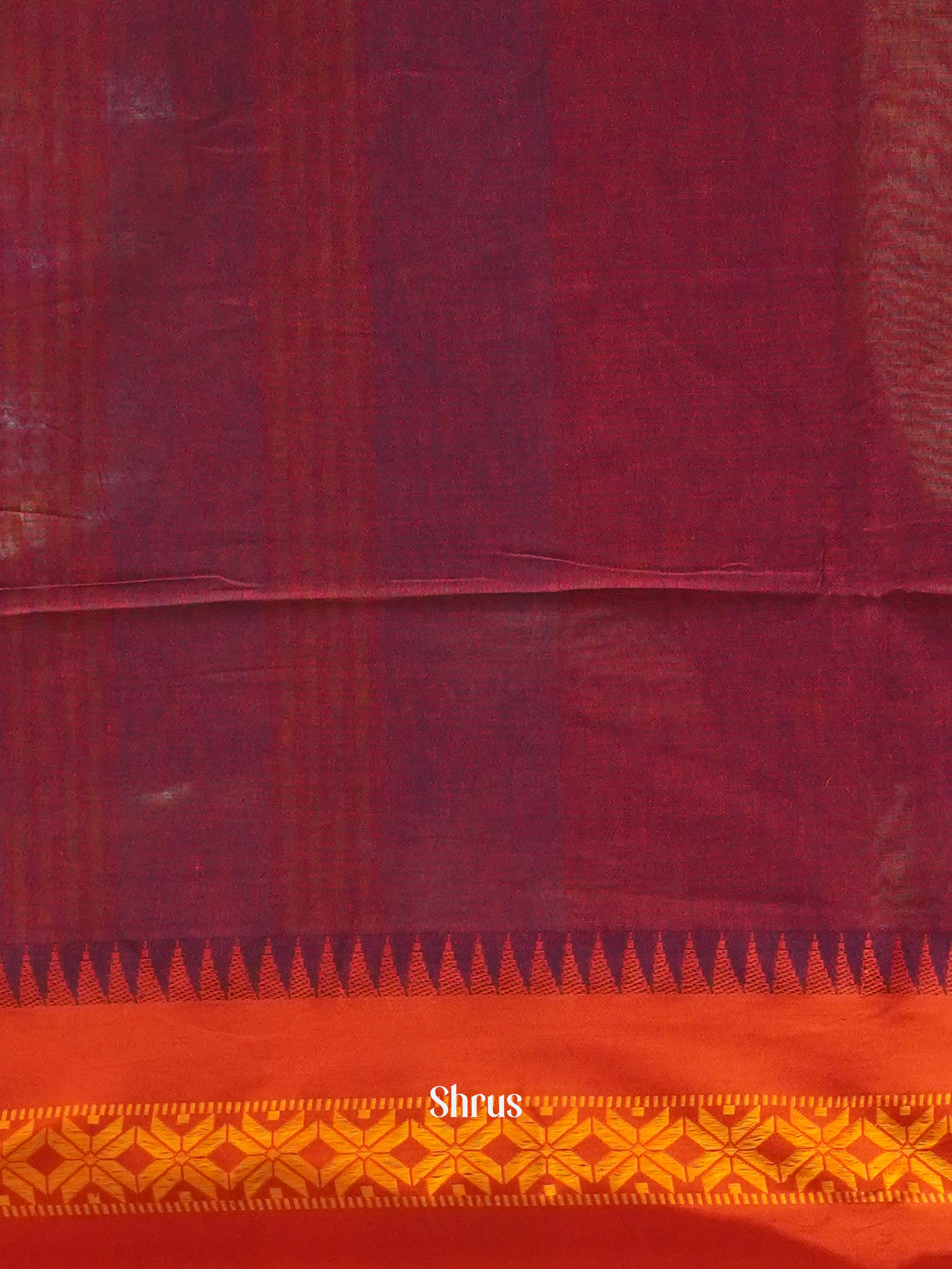 Blue & Orange - Bengal cotton Saree - Shop on ShrusEternity.com