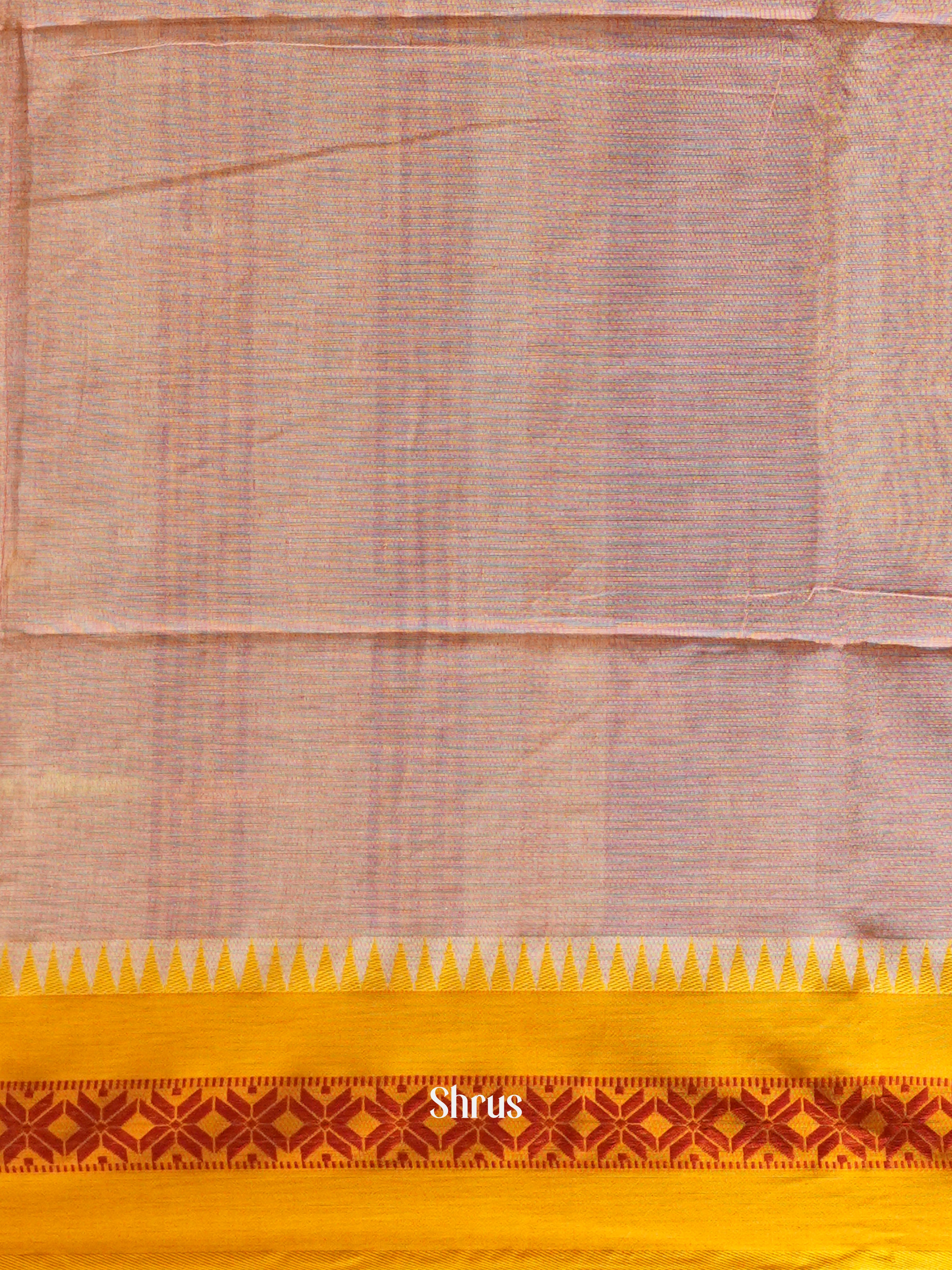Grey & Yellow - Bengal cotton Saree - Shop on ShrusEternity.com