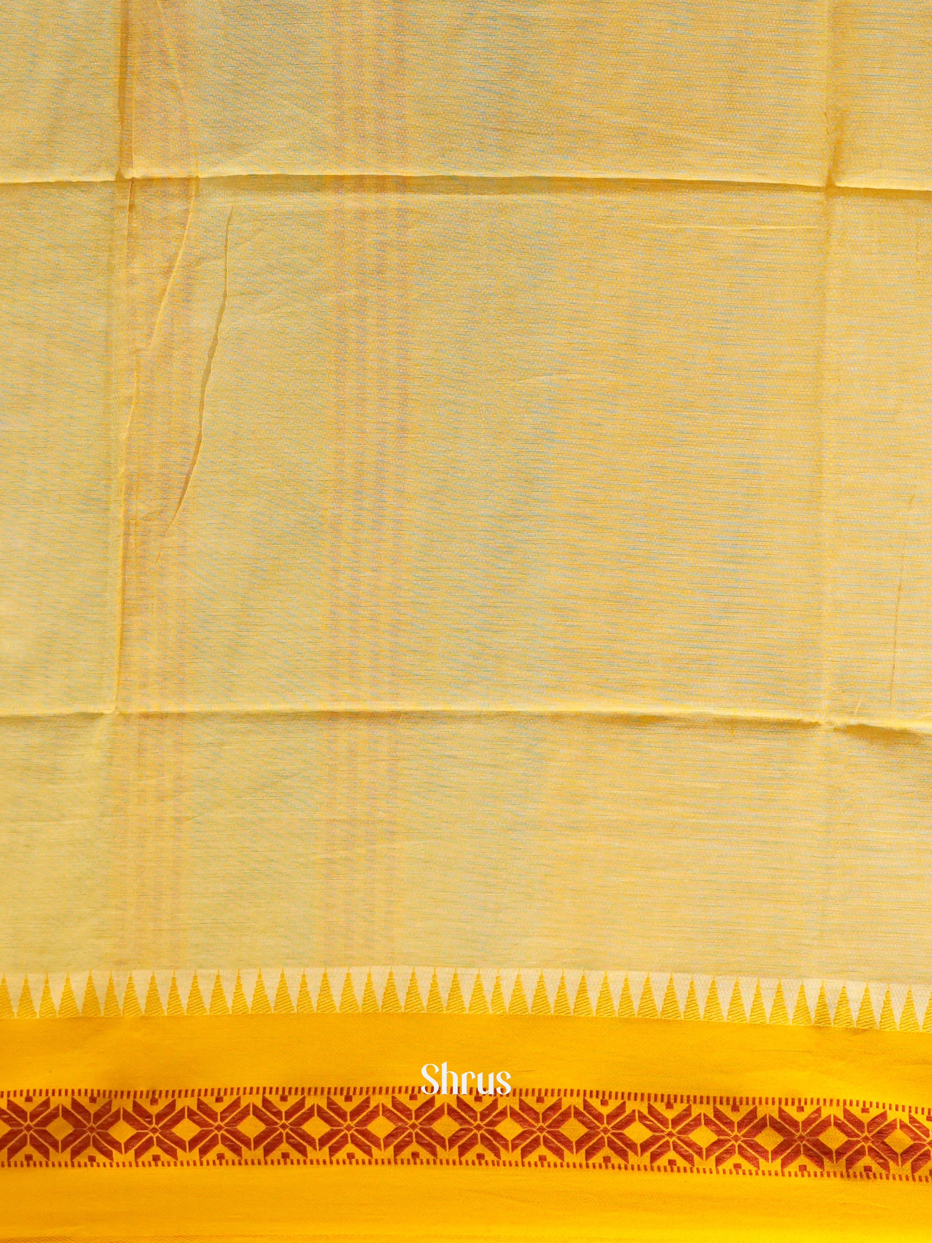 Grey & Yellow- Bengal cotton Saree - Shop on ShrusEternity.com