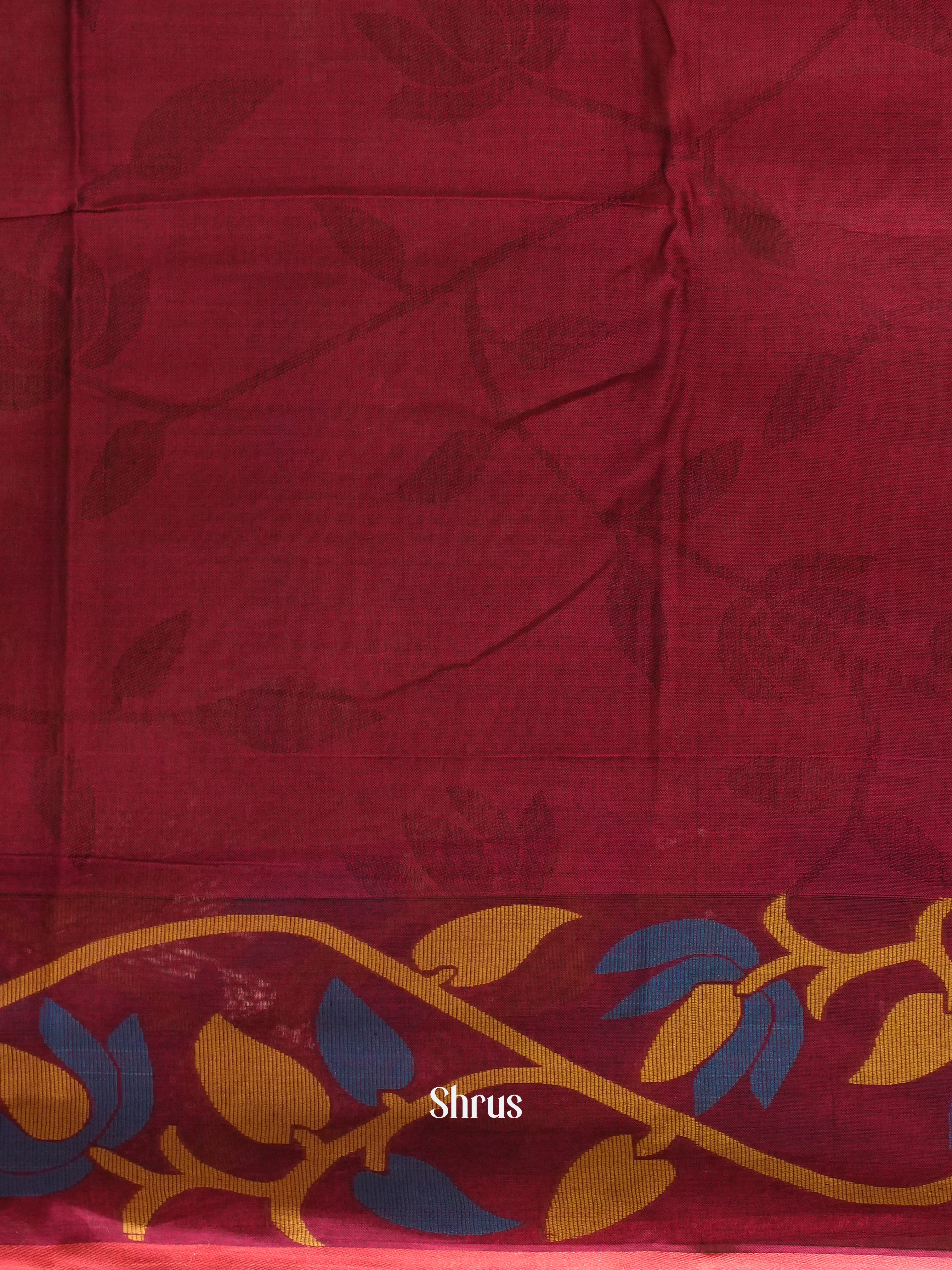 Green & Maroon - Mercerized cotton Saree - Shop on ShrusEternity.com