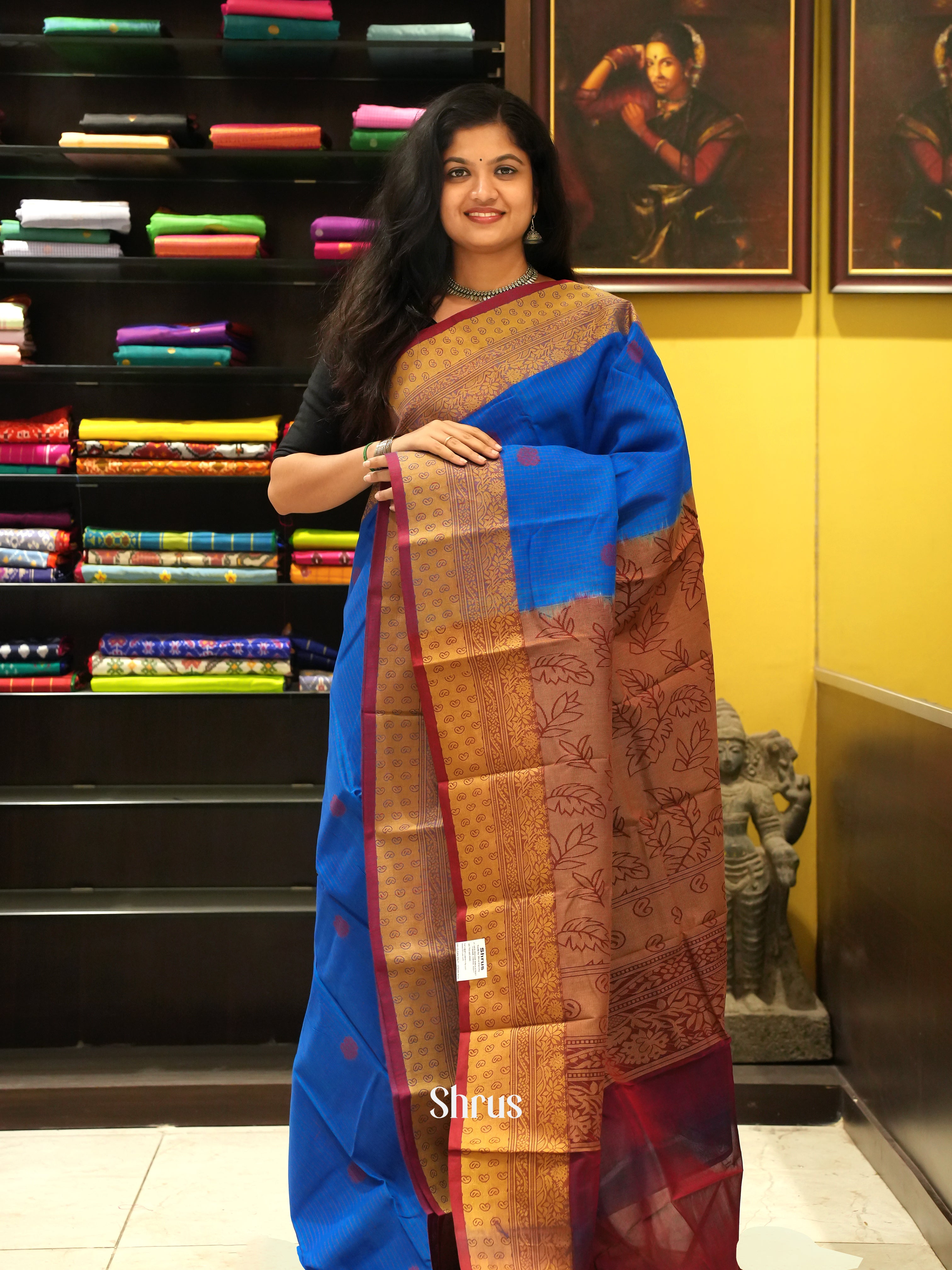 Blue & Maroon - Mercerized cotton - Shop on ShrusEternity.com