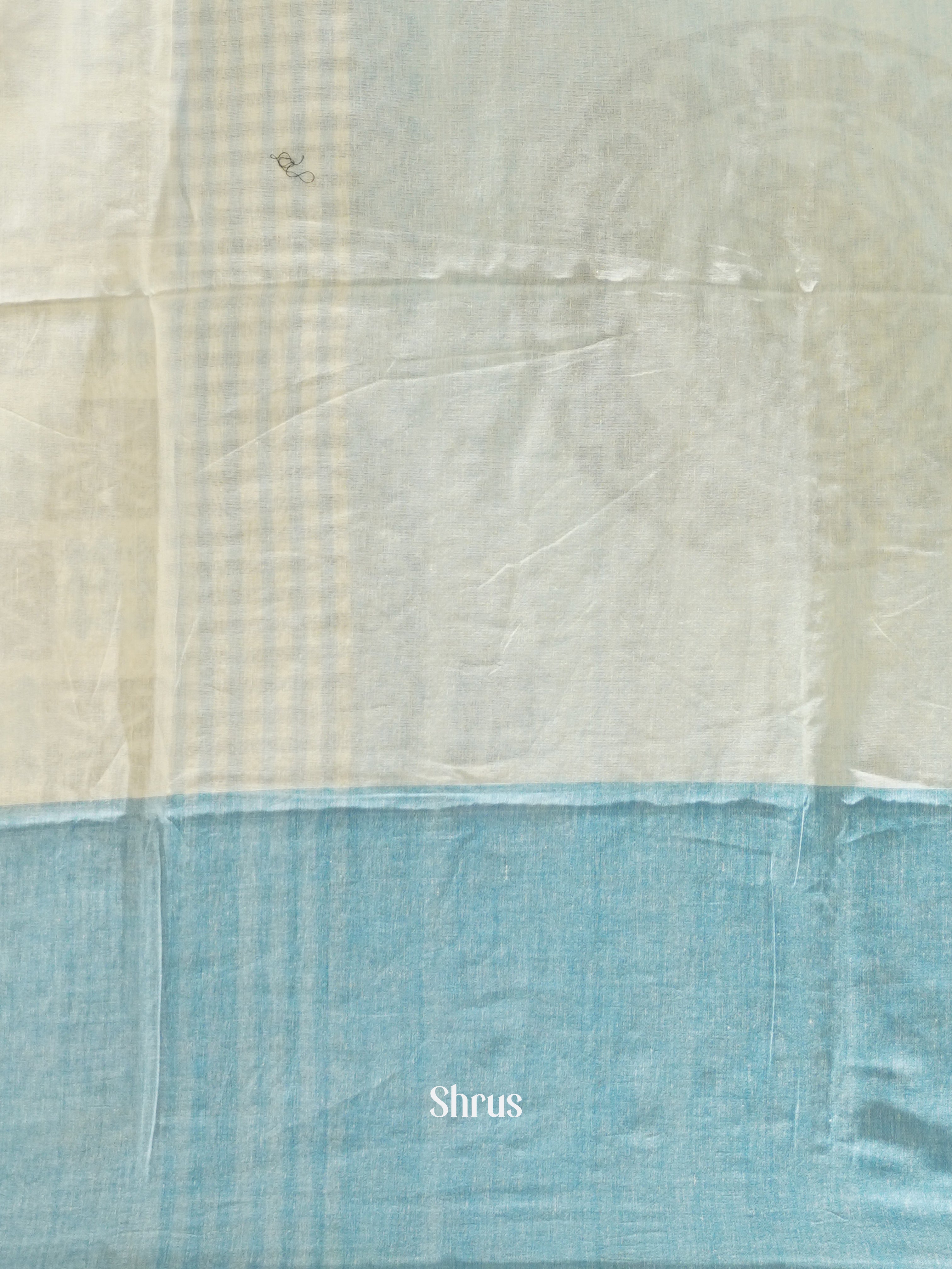 Cream & Blue - Bengal cotton Saree - Shop on ShrusEternity.com