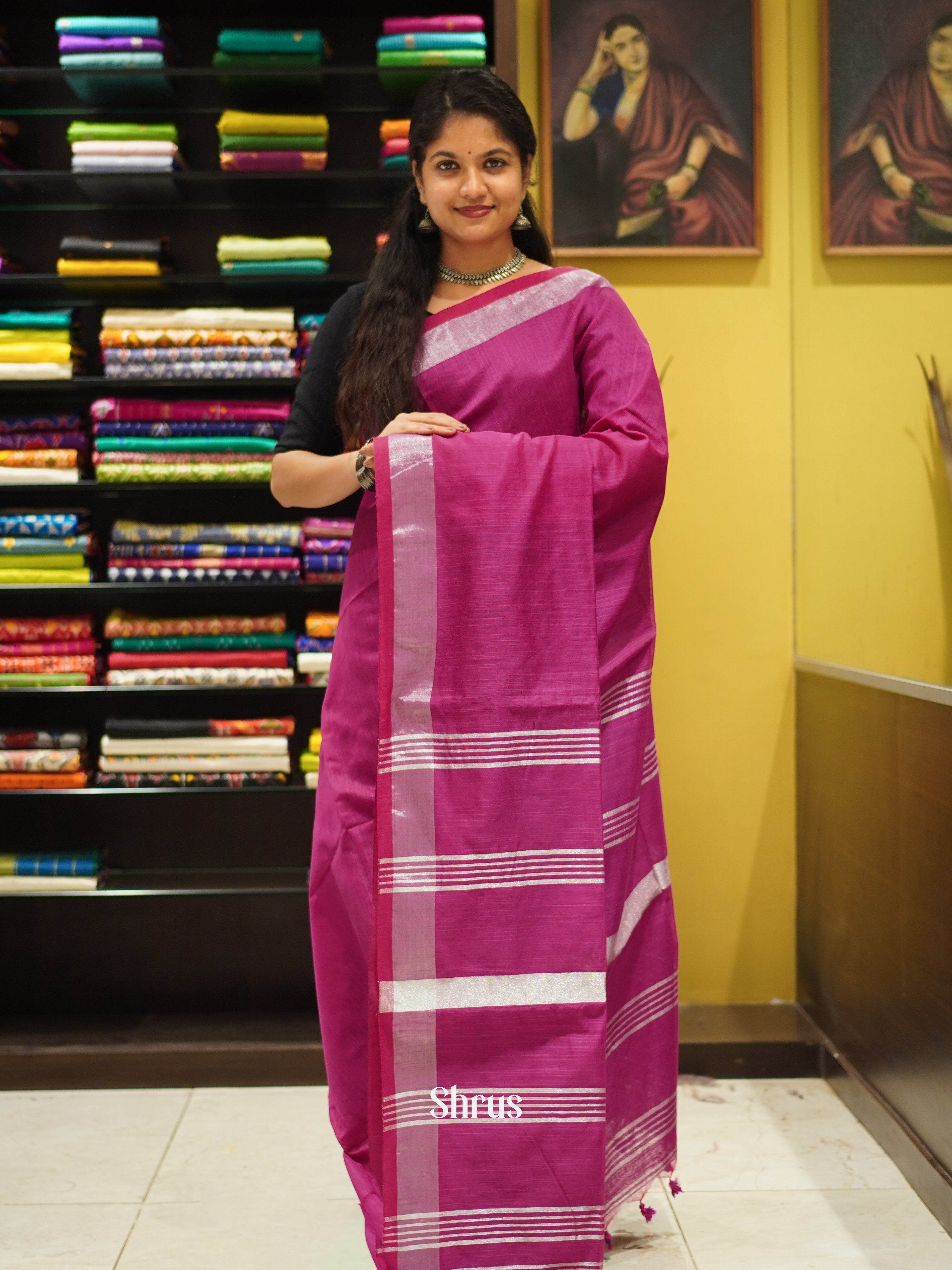Pink(Single Tone) - Bengal cotton Saree - Shop on ShrusEternity.com