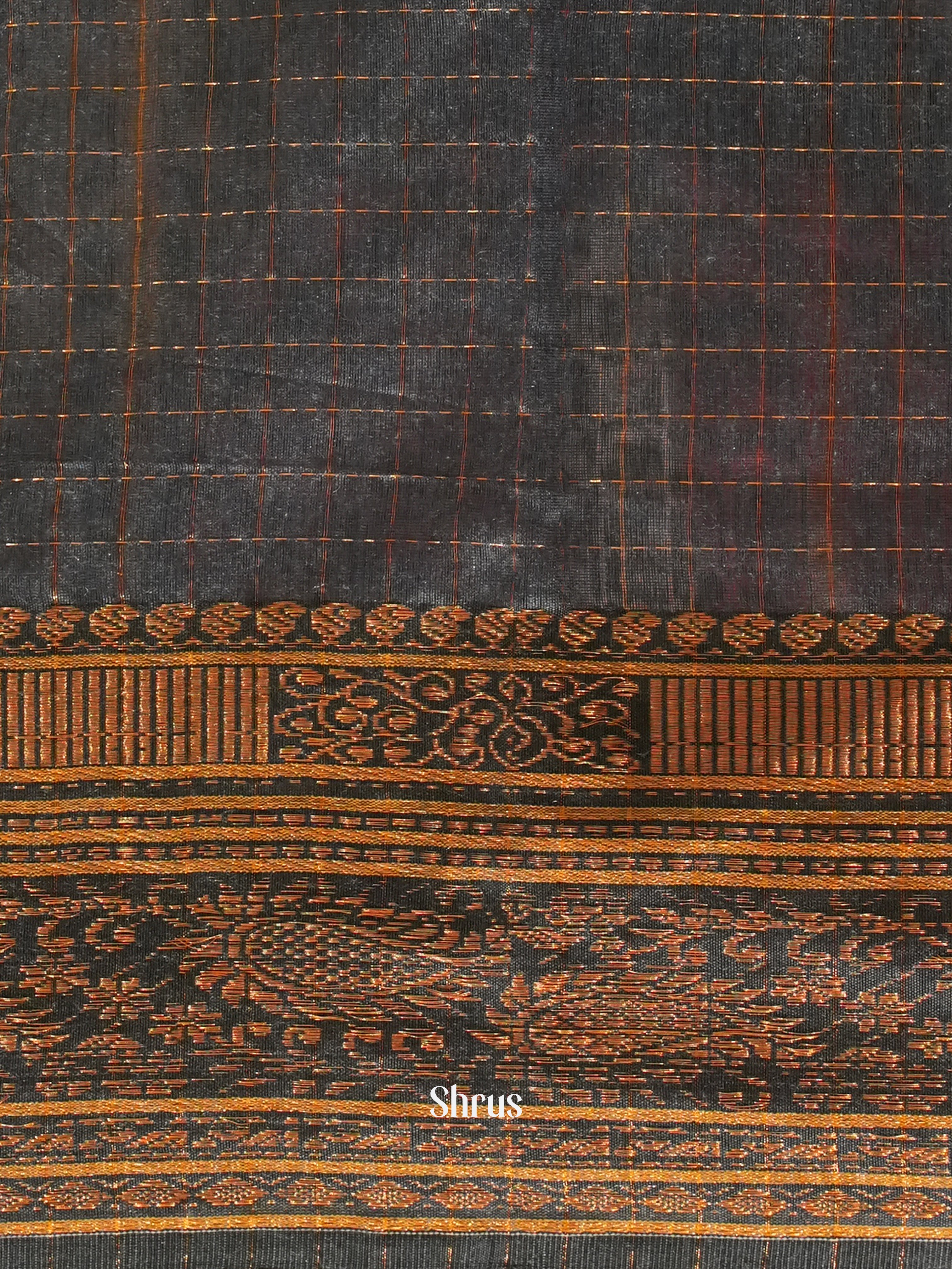 Brown & Grey - Mercerized cotton Saree - Shop on ShrusEternity.com