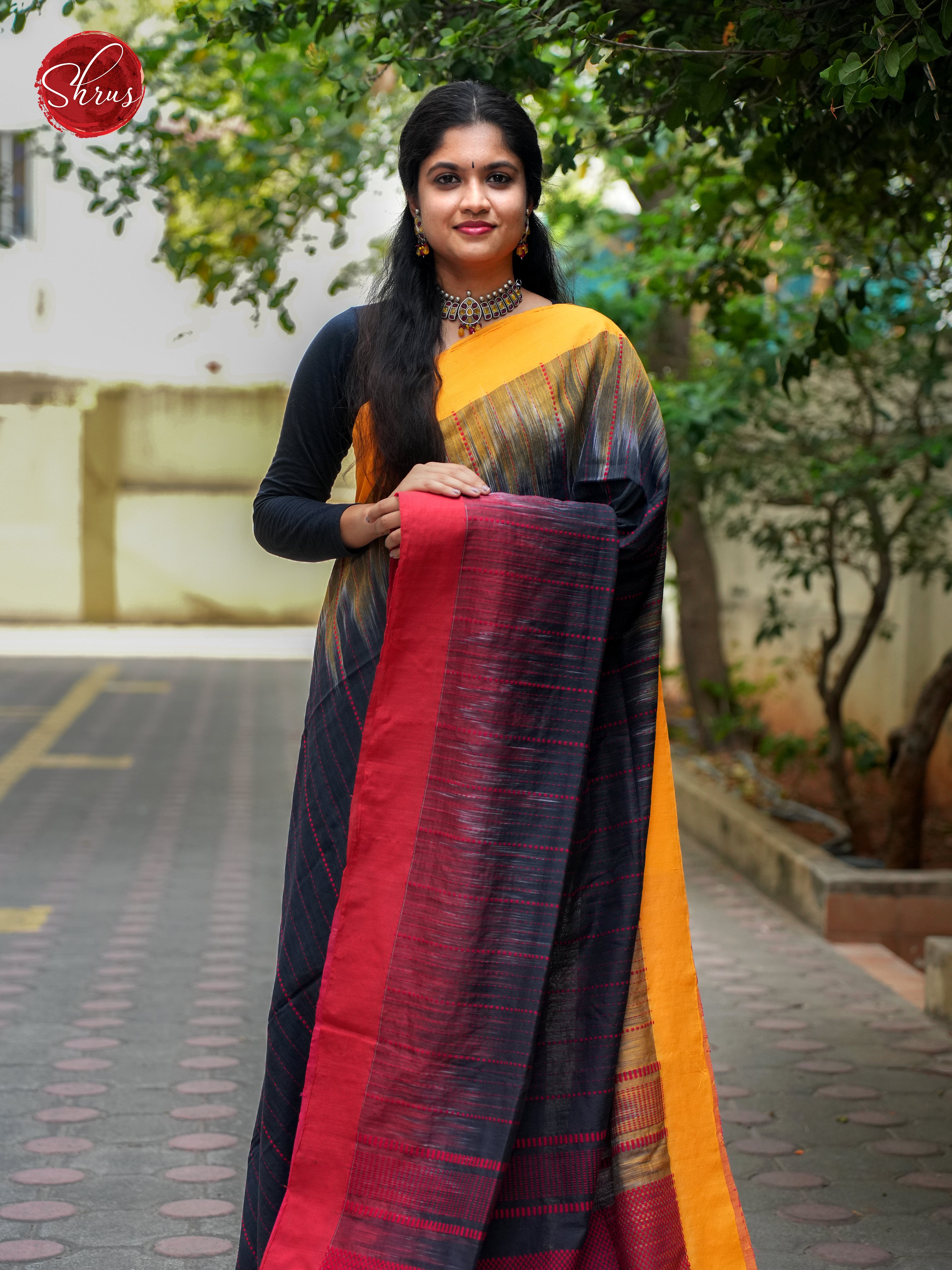 Blue & Red - Bengal cotton Saree - Shop on ShrusEternity.com
