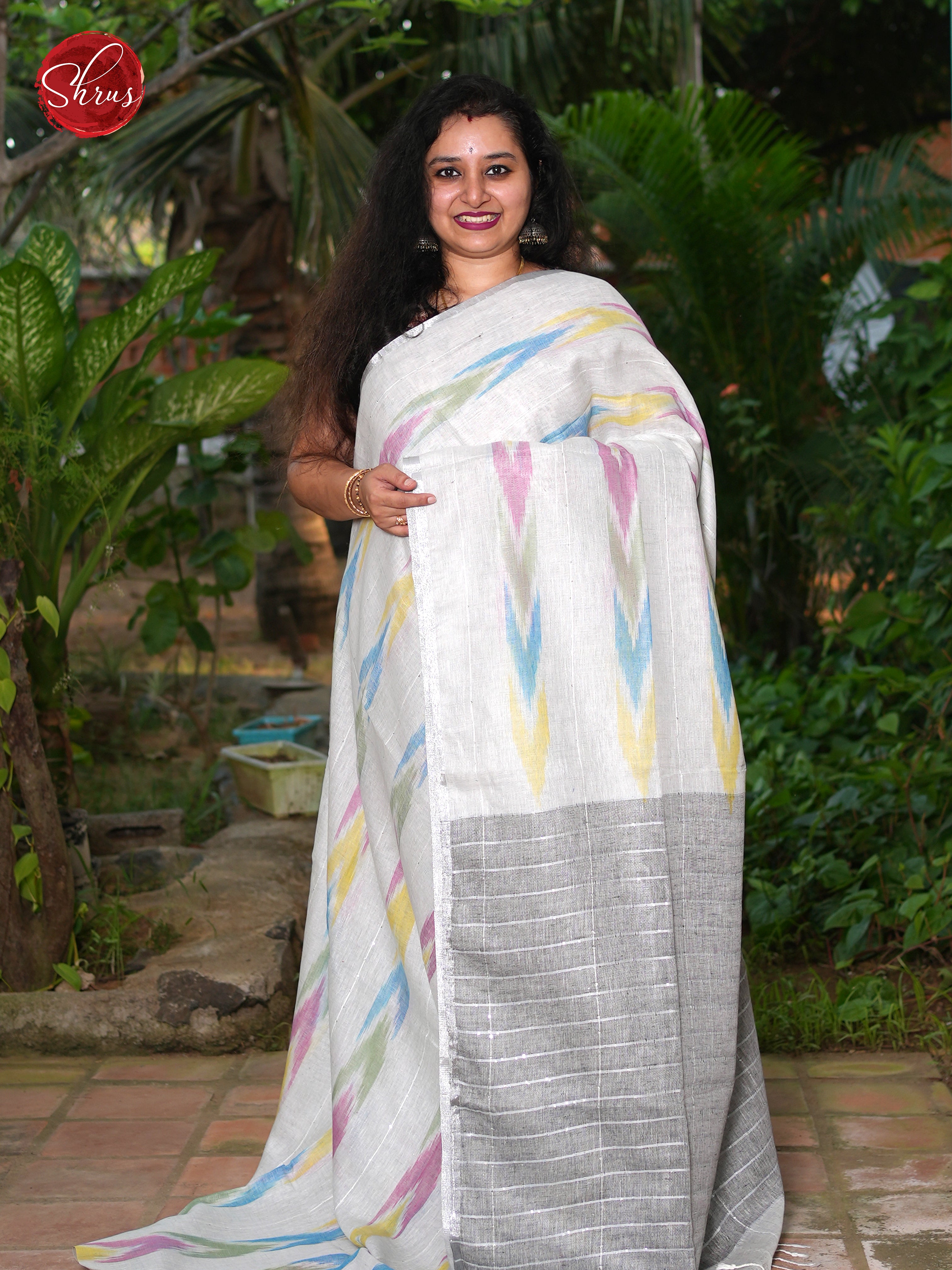 White - Linen Saree Saree - Shop on ShrusEternity.com